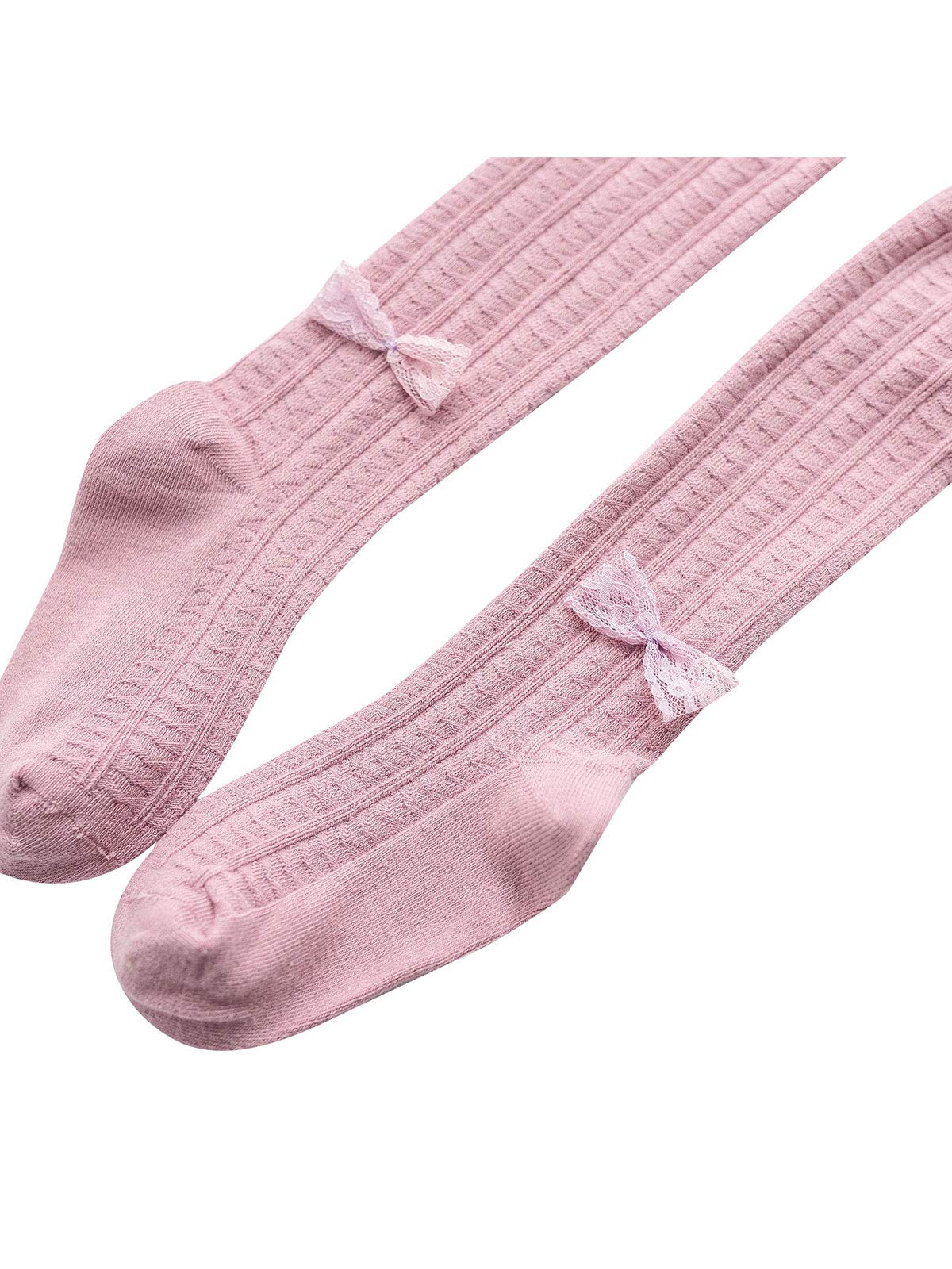 **Azue Baby Girls Cable Knit Leggings - Soft Seamless Toddler Tights with Bowknot - Warm Winter Infant Pants for Newborns & 0-24 Months - Perfect for Playtime, Daycare & Family Outings**