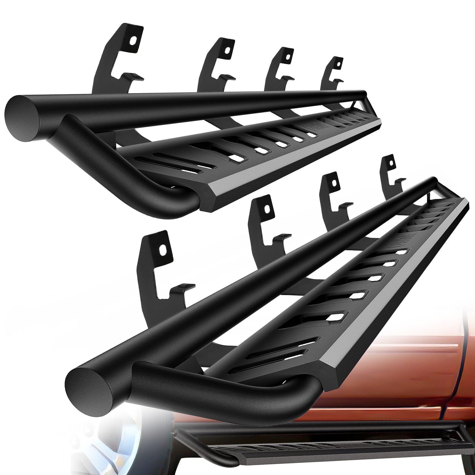 ONINE Tubular Drop Running Boards for 2019-2025 Chevy Silverado/GMC Sierra 1500 & 2020-2025 Chevy Silverado/GMC Sierra 2500HD/3500HD Crew Cab - Textured Black Side Step Nerf Bars | Easy Access & Off-Road Protection