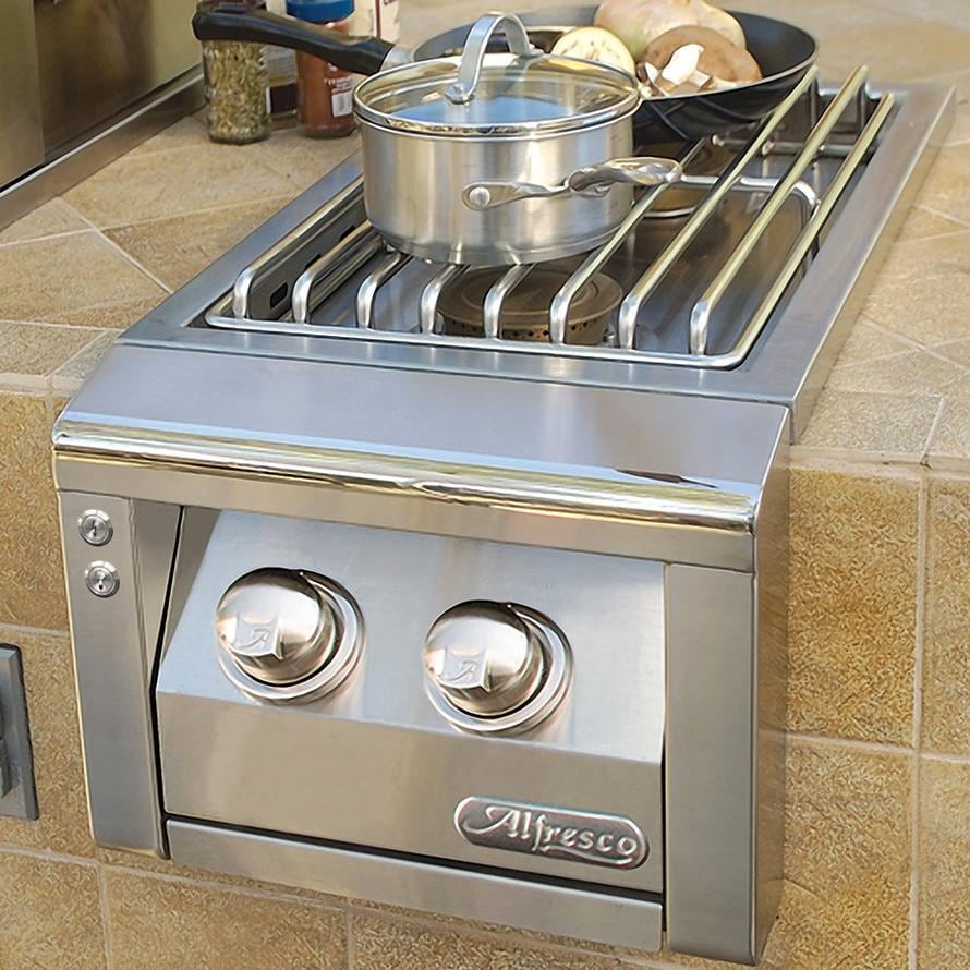 Double Side Burner Outdoor Gas Grill - Portable BBQ Stove for Camping, Picnics & Backyard Cooking - High-Performance Stainless Steel Burners