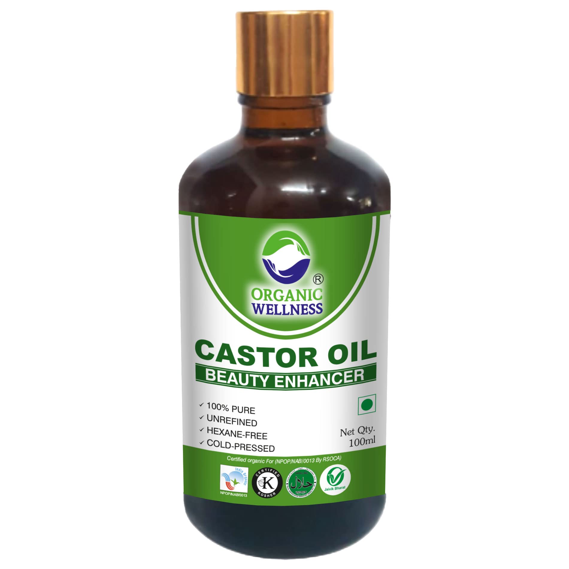 Organic Cold-Pressed Castor Oil 100ml - Pure & Natural for Hair Growth, Skin Care, Eyelash & Eyebrow Enhancement | Promotes Healthy Skin & Strong Hair | Perfect for DIY Beauty, Massage & Natural Remedies