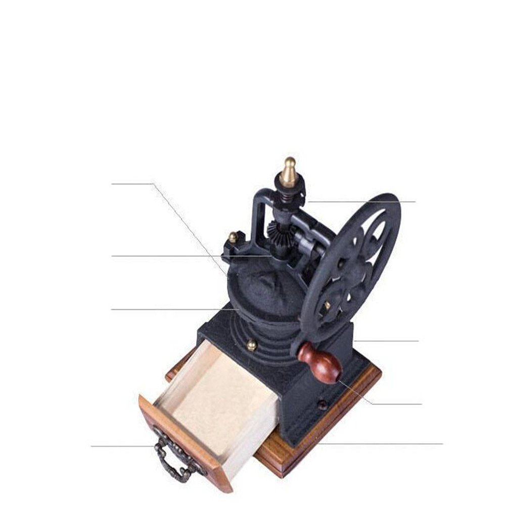 Vintage Cast Iron Manual Coffee Grinder - Hand Crank Antique Style Burr Mill for Espresso, French Press & Cold Brew - Perfect for Home, Camping & Gifts