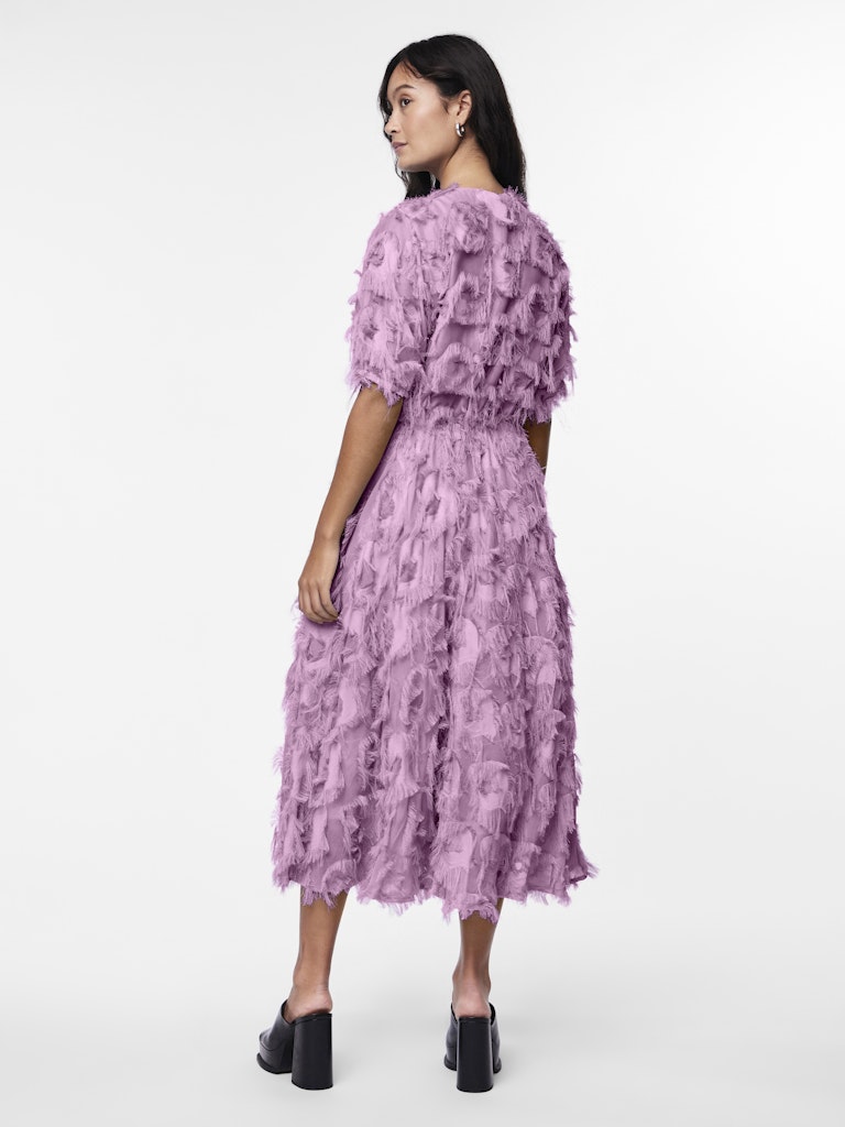 Liza Fringed Midi Dress - Pastel Lavender Flowy Boho Dress for Women | Perfect for Summer Parties, Beach Vacations & Date Nights
