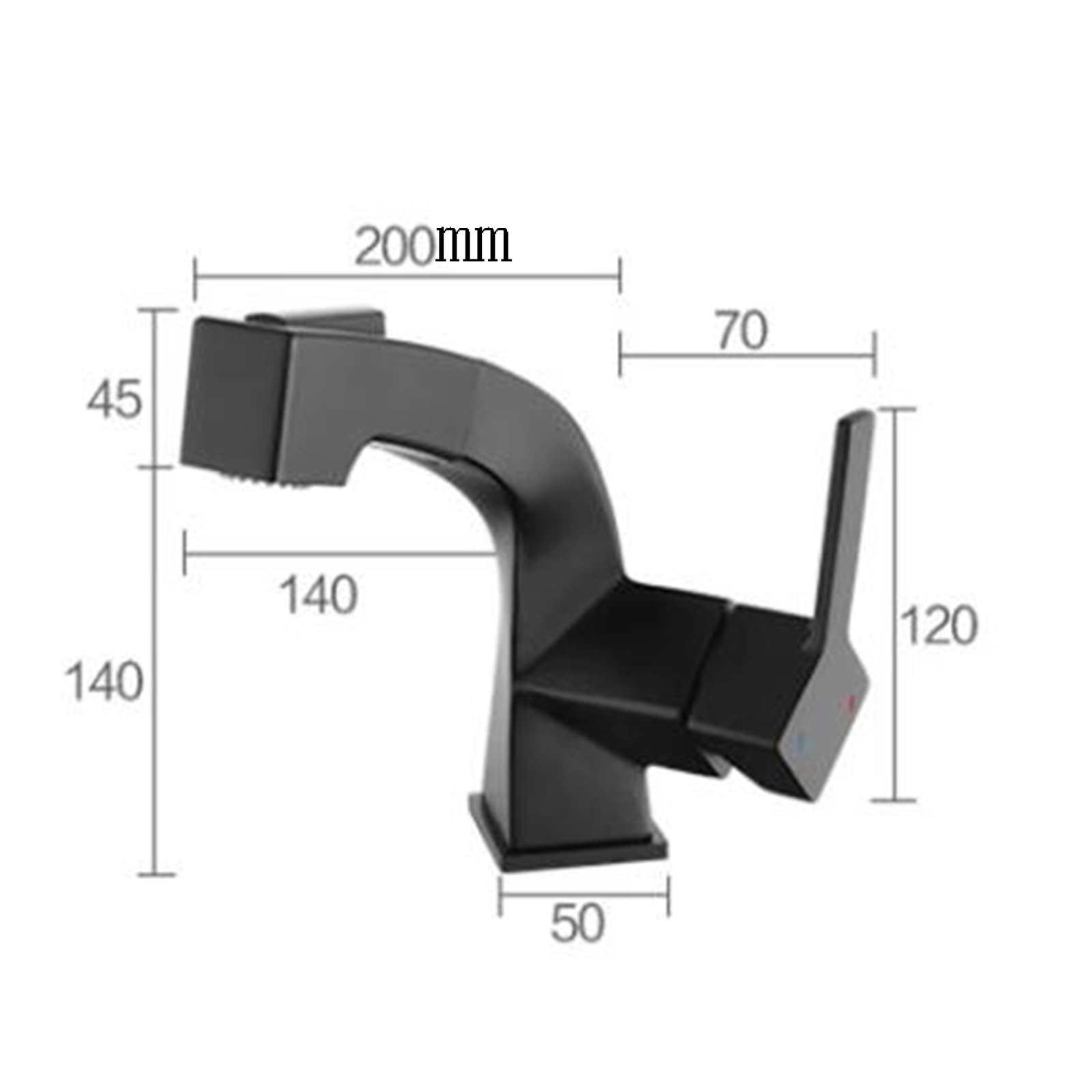Black Brass Pull-Out Spray Bathroom Sink Faucet - Multi-Function Mixer Basin Tap with Adjustable Spray for Modern Vanities, Kitchen & Utility Sinks - Perfect for Home, Hotel & Commercial Use