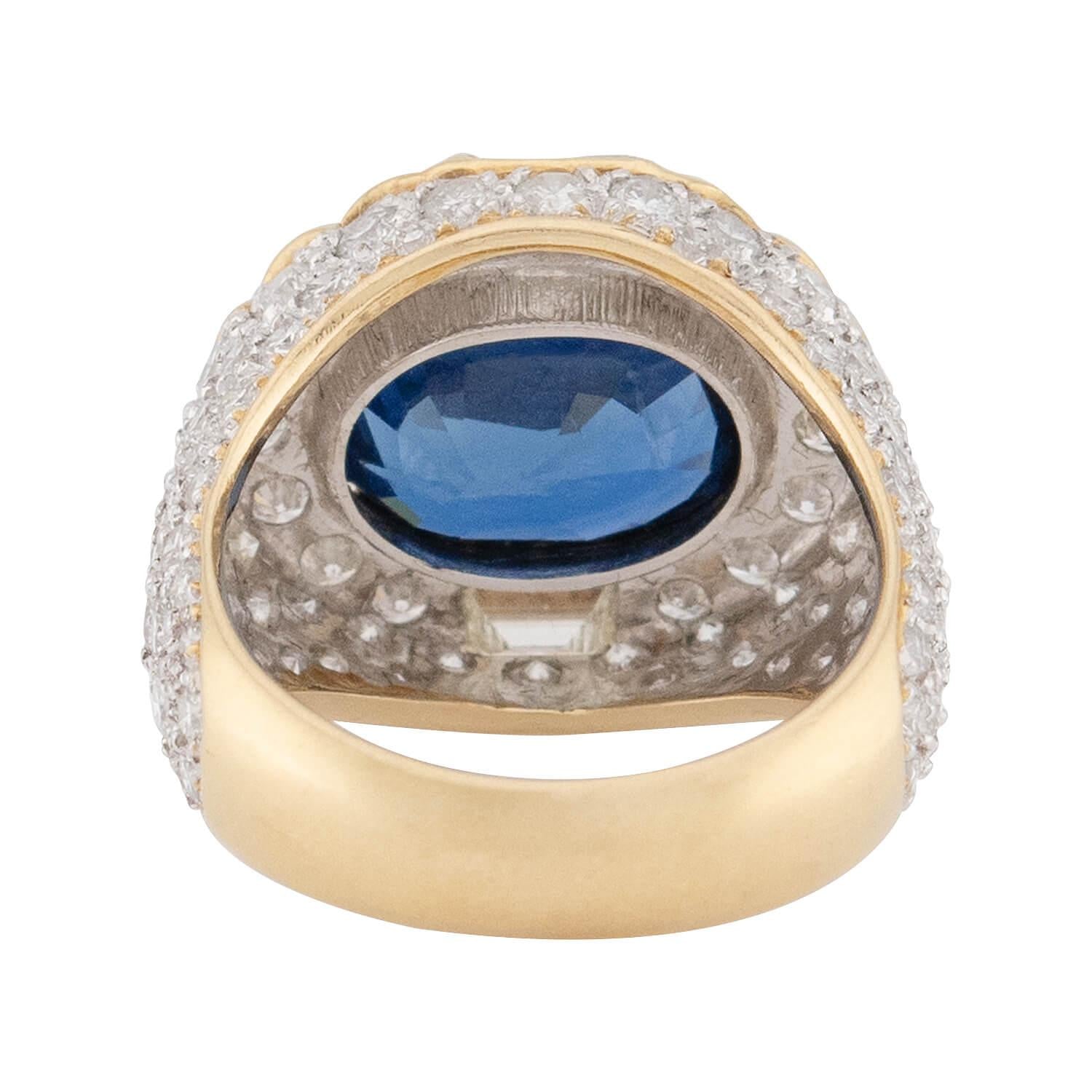 18K Gold Sapphire and Diamond Cocktail Ring for Women - Vintage Estate Jewelry - Perfect for Evening Parties, Weddings & Special Occasions