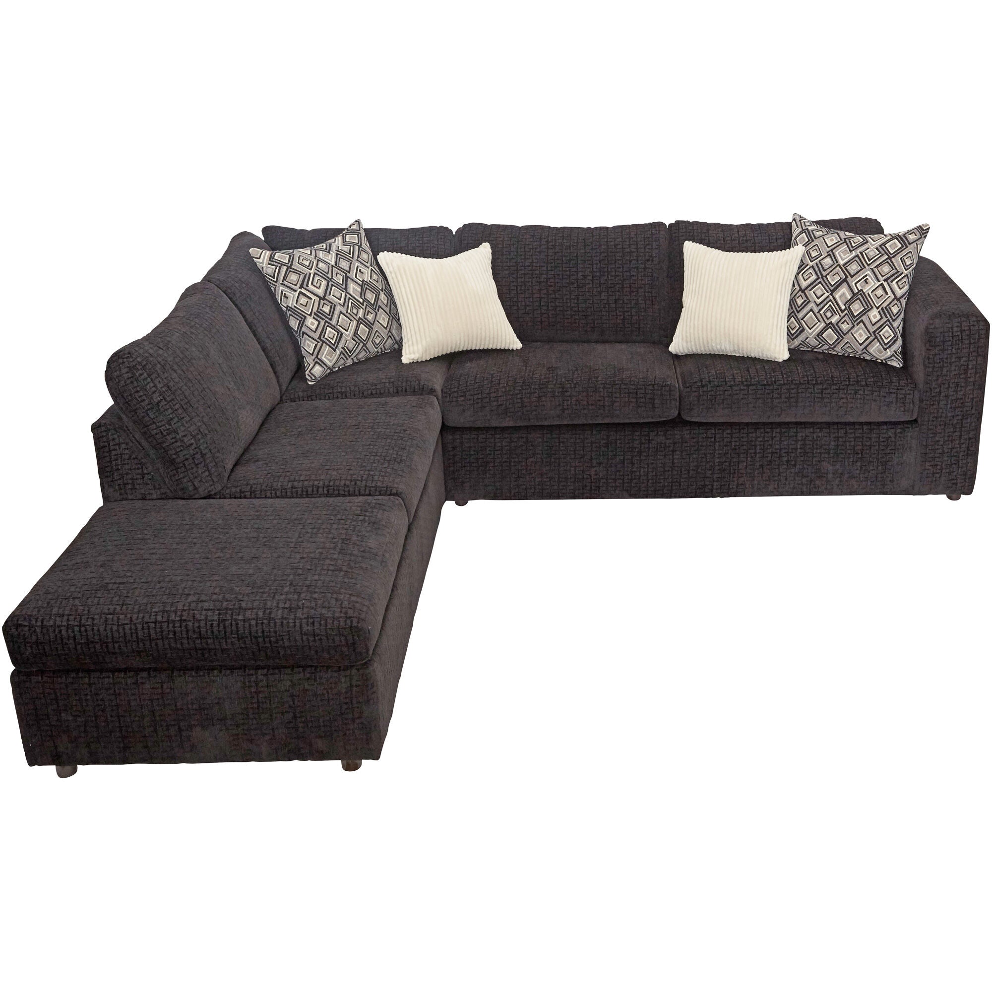 Myrtales Chaise Sectional Sofa - Modern L-Shaped Couch with Reversible Chaise for Living Room, Lounge & Family Room - Comfortable Upholstered Fabric Sectional with Pillows