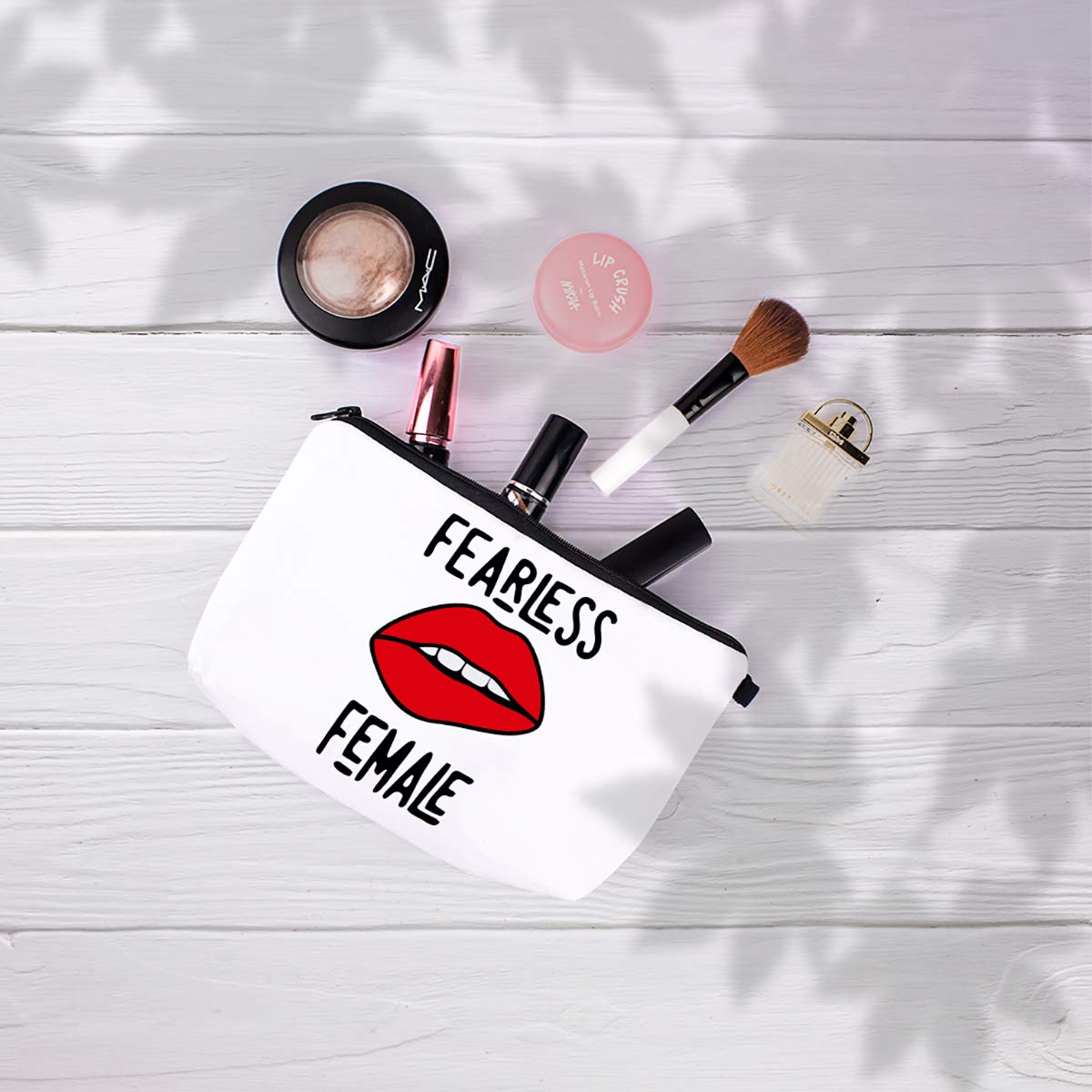 Crazyify Bold Fearless Women's Stash Pouch - Waterproof Canvas Cosmetic & Makeup Bag with Zipper | Travel Toiletry Organizer for Women | Perfect for Gym, Beach & Daily Essentials Storage