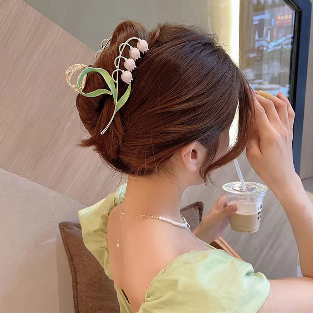 Ginoya Brothers Metal Butterfly Headdress Hair Clips - Large Flower Tassel Claw Clip with Non-Slip Grip for Women & Girls (Lotus Pink) | Perfect for Weddings, Parties & Boho Fashion Accessories