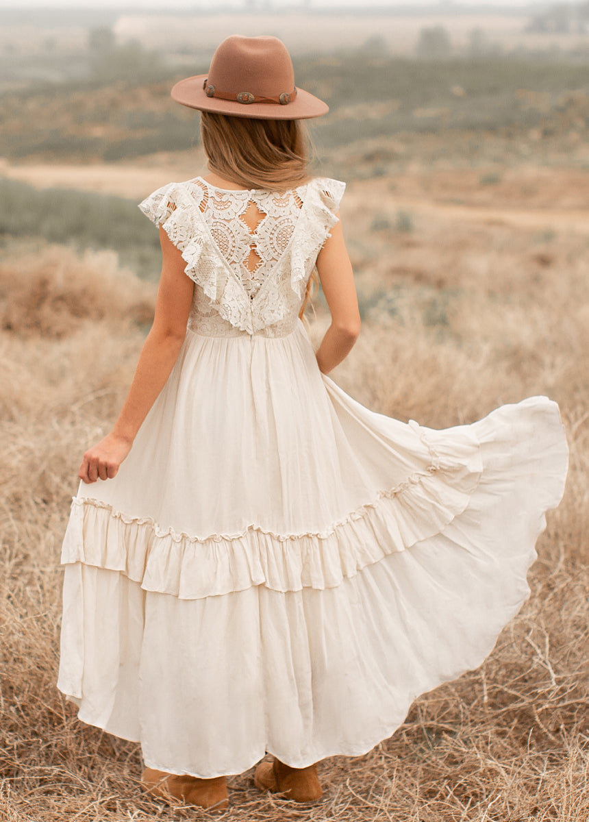 Elegant Cream Lace Petticoat Dress for Women - Vintage A-Line Skirt with Floral Embroidery | Perfect for Weddings, Parties, and Special Occasions