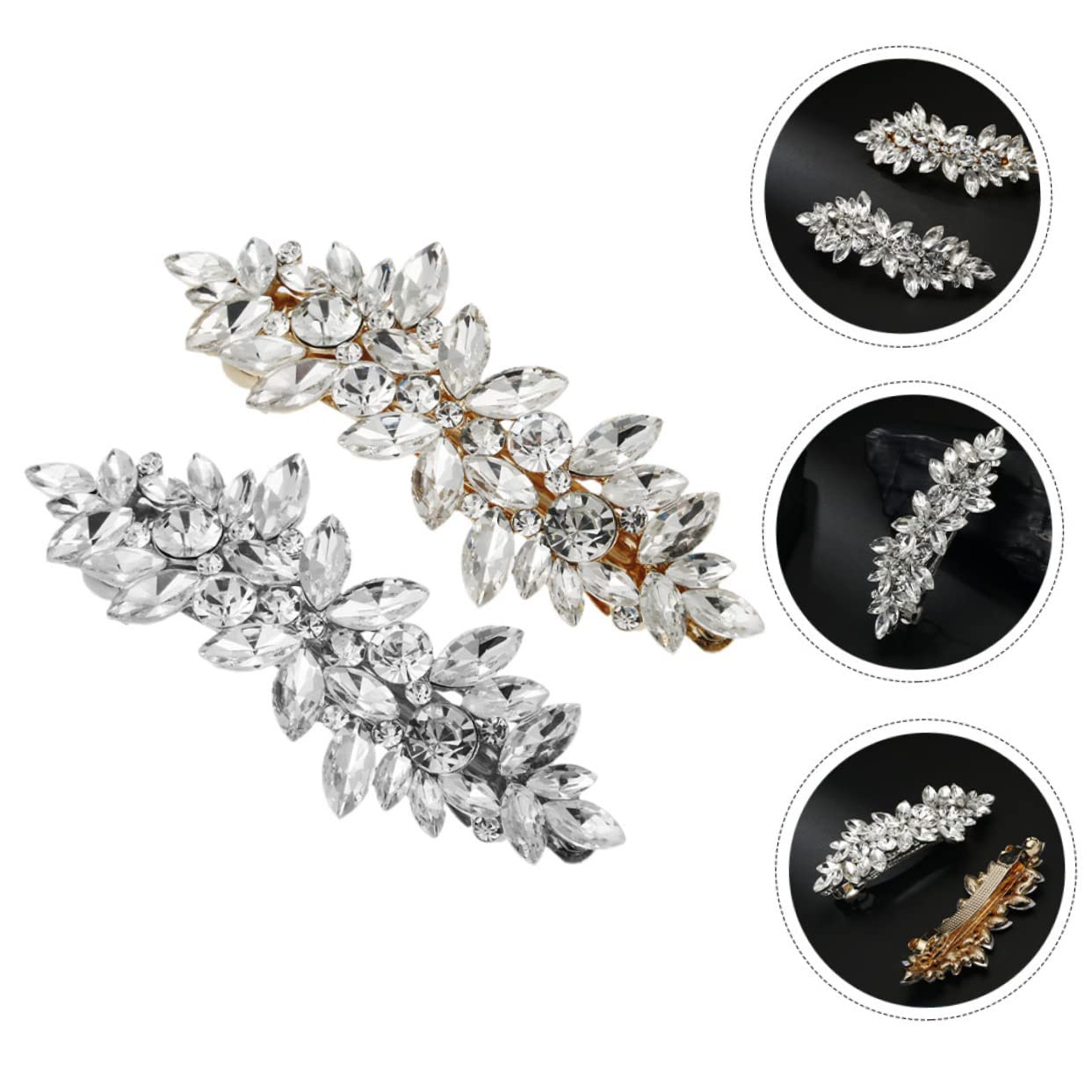 FOMIYES Rhinestone Hair Barrettes for Women & Girls - Elegant Metal Spring Hair Clips Fashion Accessories for Party, Wedding & Daily Wear