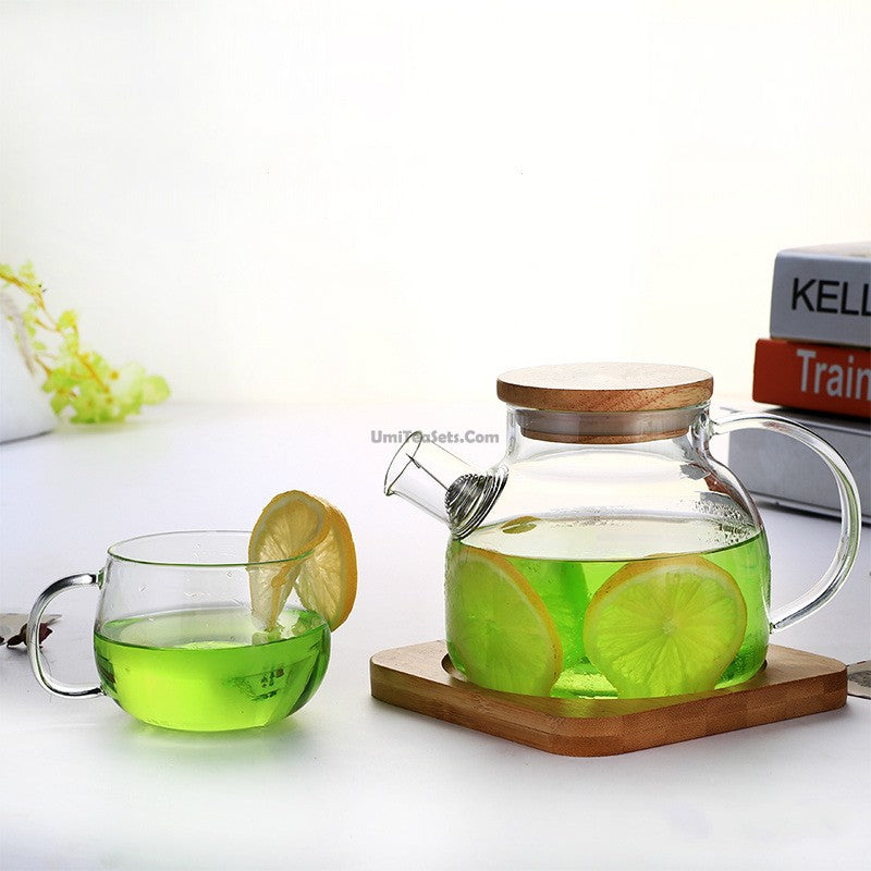 Premium Glass Teapot with Natural Bamboo Lid - Perfect for Loose Leaf Tea, Herbal Infusions & Home Decor - Ideal for Tea Ceremonies, Gifts & Cozy Afternoons
