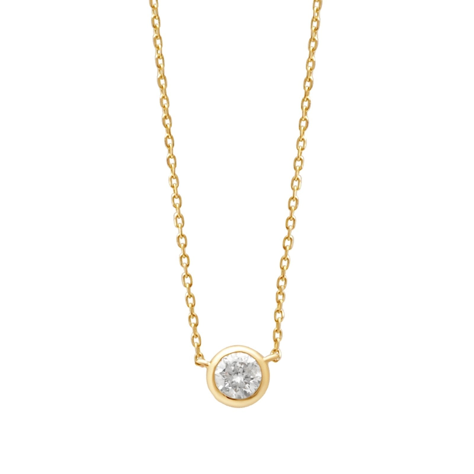 14K Yellow Gold Diamond Station Necklace - Bezel Set Elegant Pendant for Women, Perfect for Everyday Wear, Anniversary & Birthday Gifts