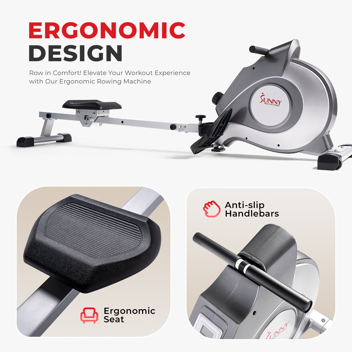 Magnetic Rowing Machine with LCD Monitor - Foldable Home Exercise Equipment for Full Body Workout | Perfect for Cardio Training & Indoor Fitness