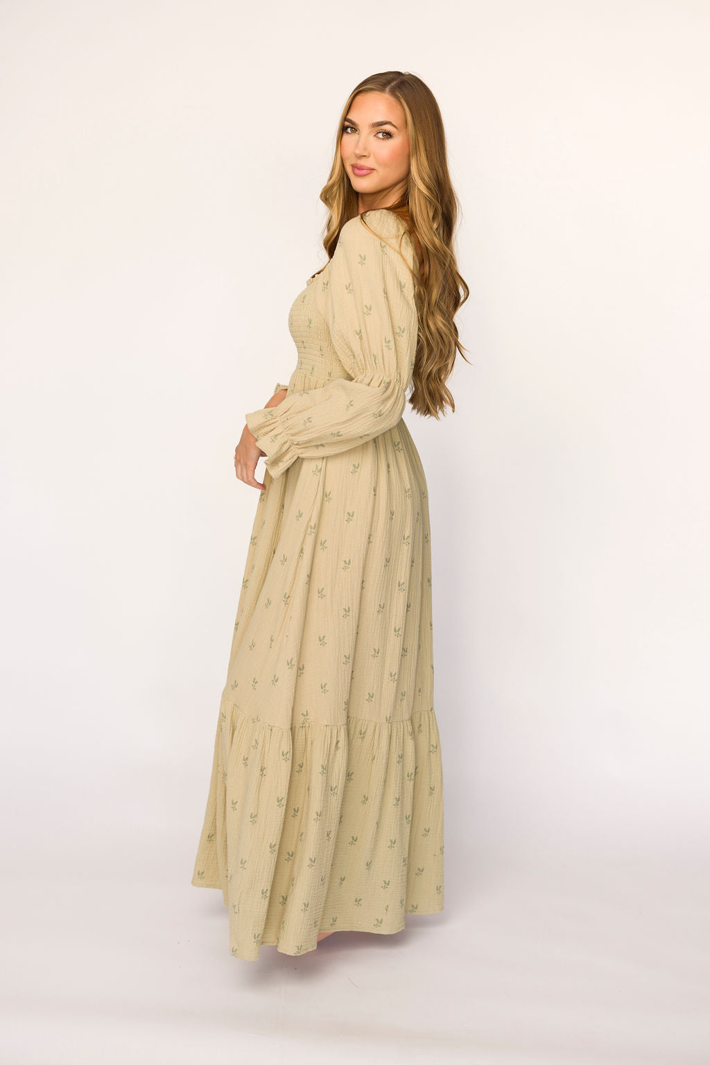 Emerson 100% Cotton Gauze Maxi Dress in Thyme - Bump Friendly Maternity Dress for Pregnancy, Nursing & Postpartum | Comfortable Summer Boho Dress for Beach, Vacation & Casual Wear