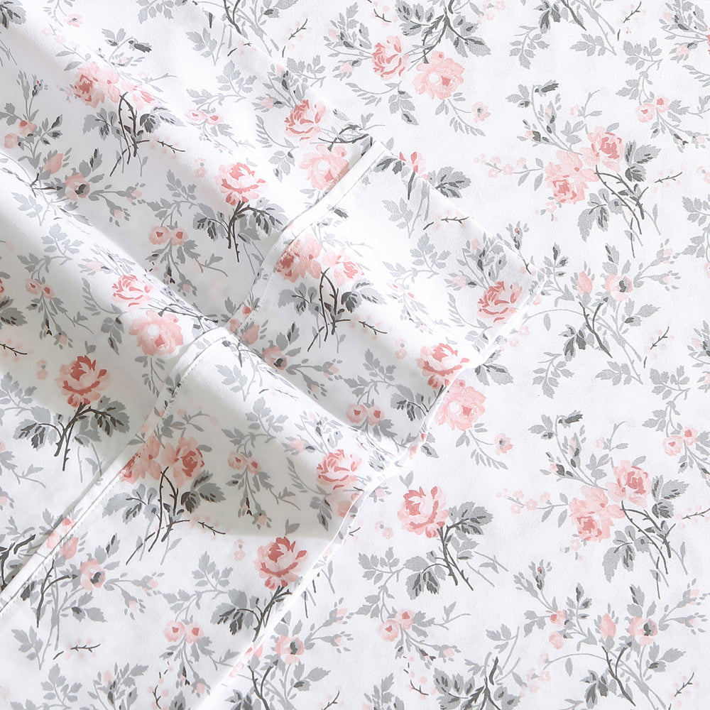 Geneva Blush & Grey Single Bed Sheet Set - Soft & Breathable Cotton Bedding for Cozy Sleep | Perfect for Dorms, Guest Rooms & Small Spaces
