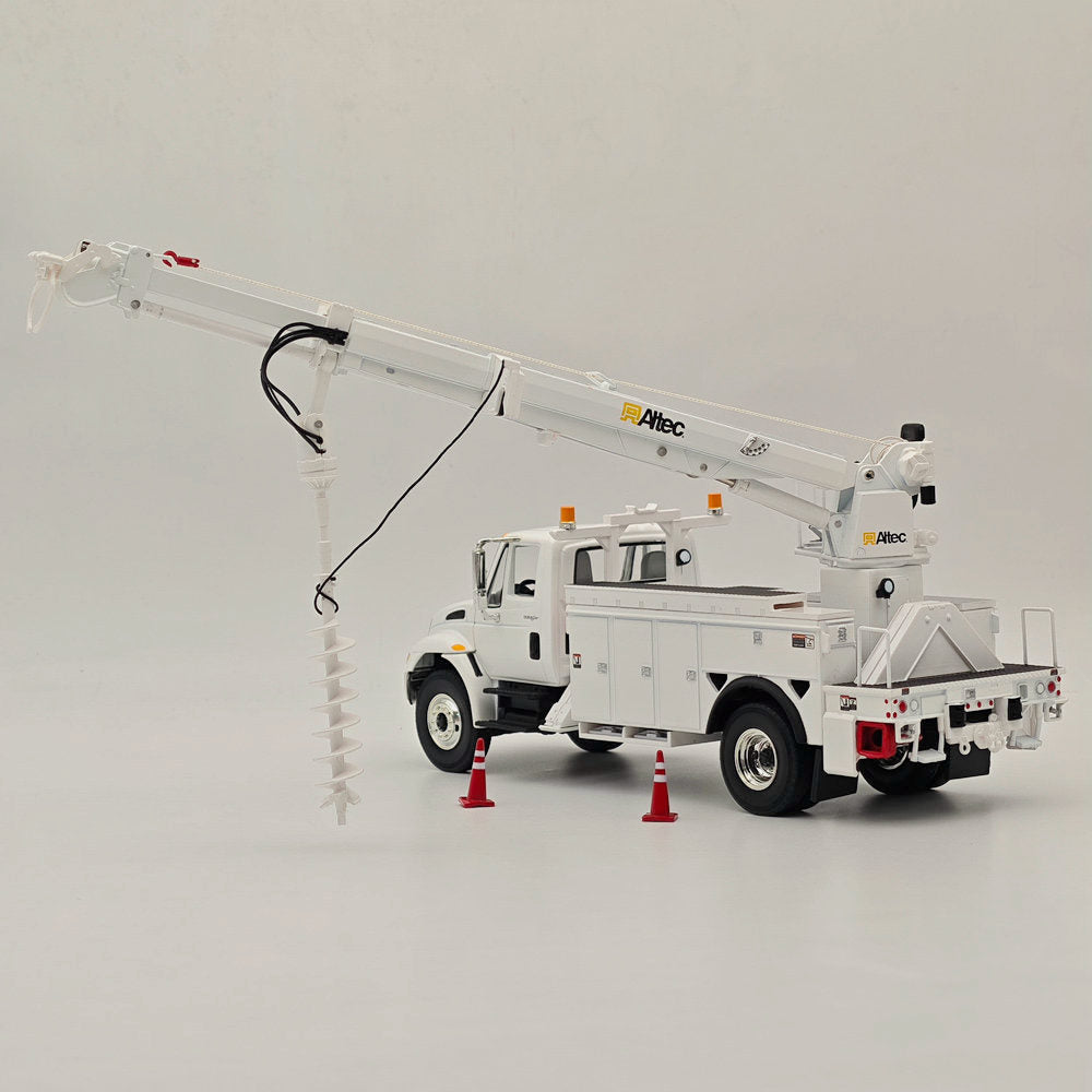 FIRST 1/34 Scale International DuraStar with Utility Digger Derrick Body - White Model 10 4053 | Diecast Truck for Collectors, Construction Enthusiasts & Model Displays