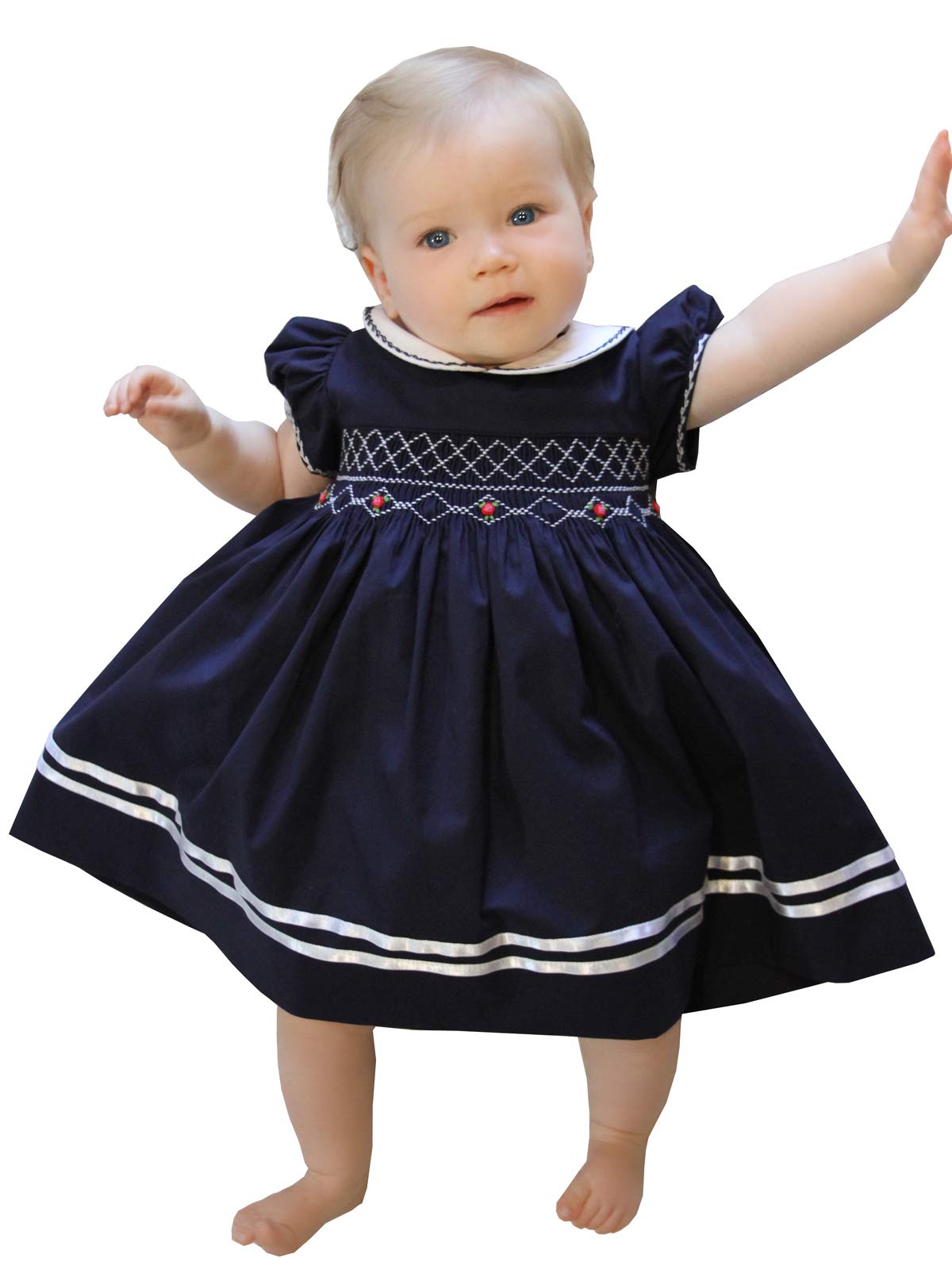 Hand Smocked Baby Girls Special Occasion Dress - Elegant Birthday Party & Heirloom Portrait Outfit for Infants | Perfect for Christenings, First Birthdays & Family Photos