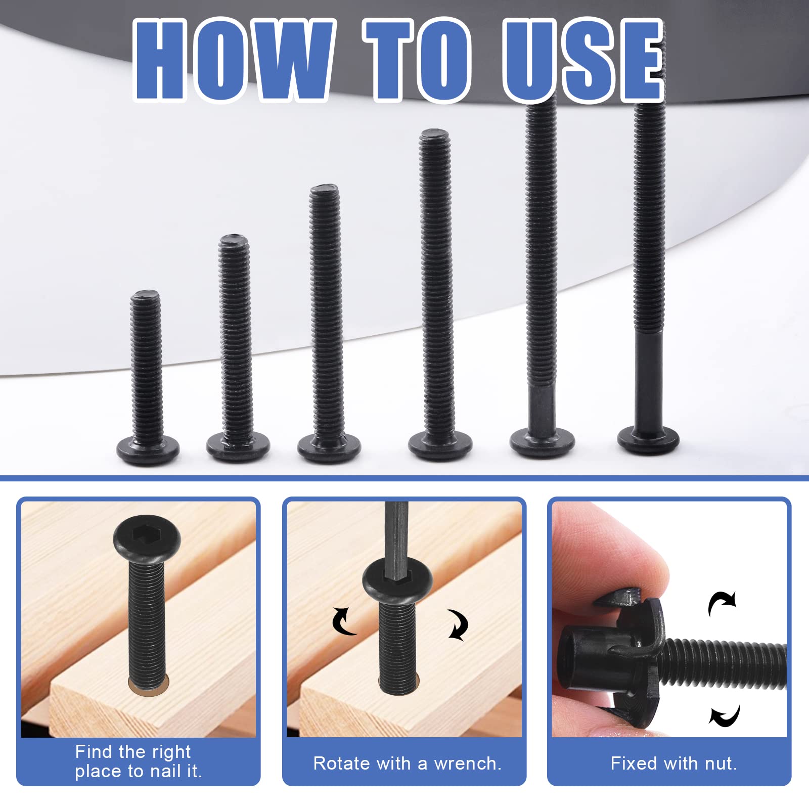 Glarks 181Pcs M6 Baby Bed Screws Kit with Allen Wrench for Wood Furniture Assembly