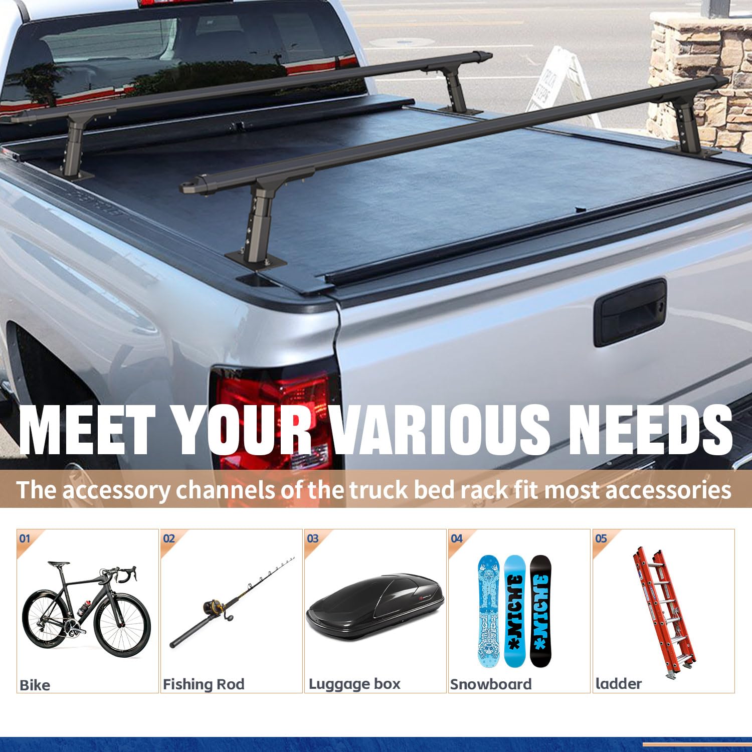 800 LBS Heavy Duty Adjustable Truck Bed Rack - Universal Fit for Modern Pickup Trucks, Compatible with Tonneau Covers - Perfect for Camping, Cargo Transport & Outdoor Adventures
