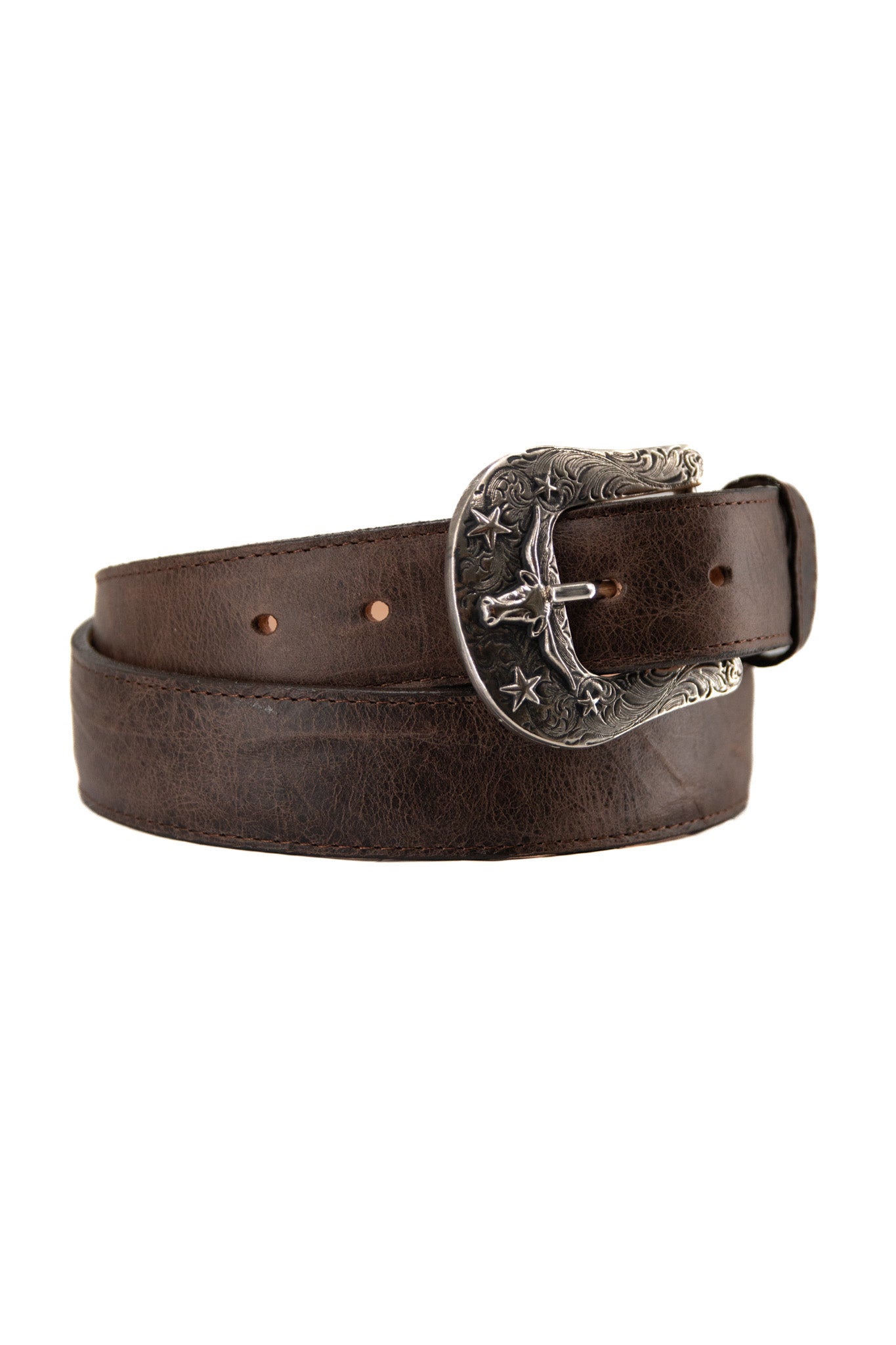 Premium Genuine Leather Western Cowboy Belt with Longhorn Buckle - Stylish & Durable for Rodeo, Ranch Work & Country Fashion