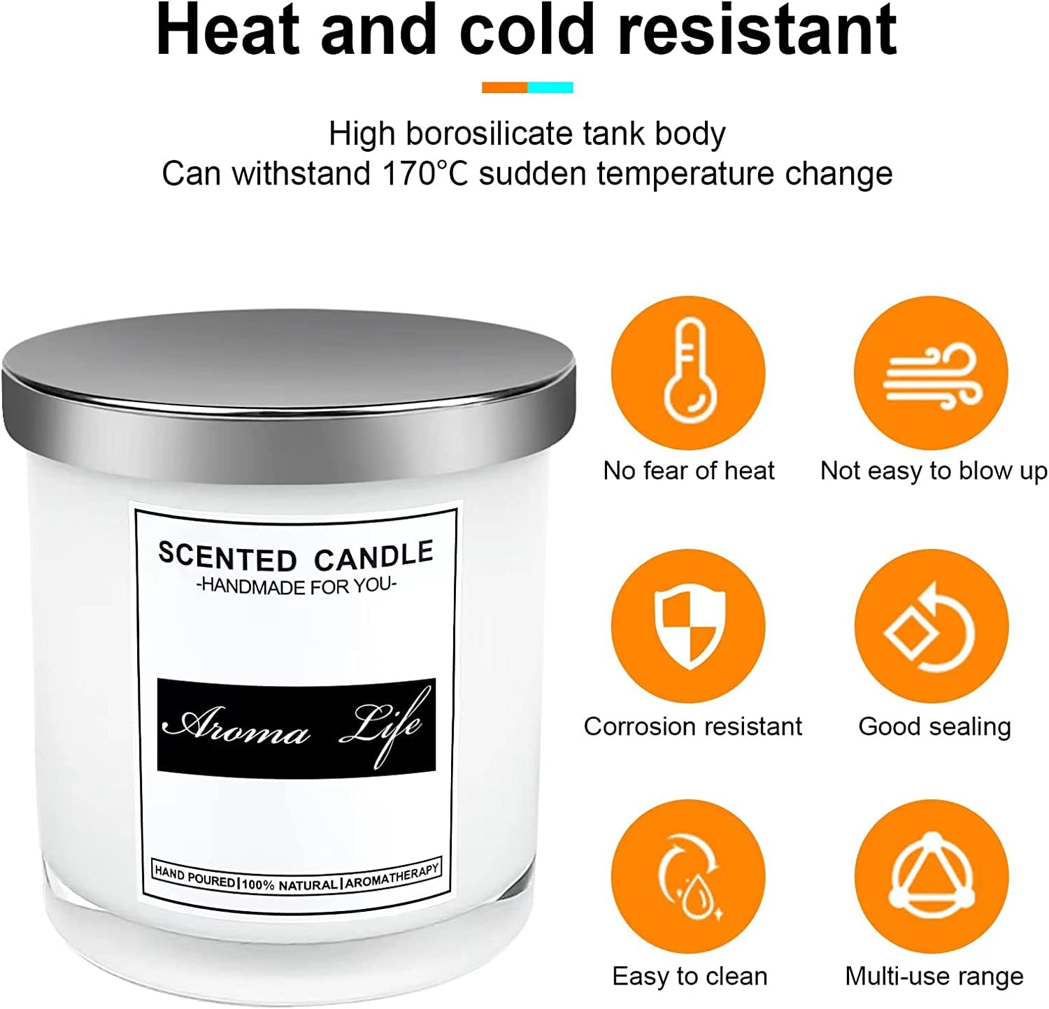 Creahaus 10oz Thick Glass Candle Jars with Metal Lids - 16 Pack Bulk Empty Candle Containers for DIY Candle Making, Includes White Inner Jars, Sticky Labels & Warming Labels Kit - Heat Resistant for Home Decor, Wedding Favors & Aromatherapy