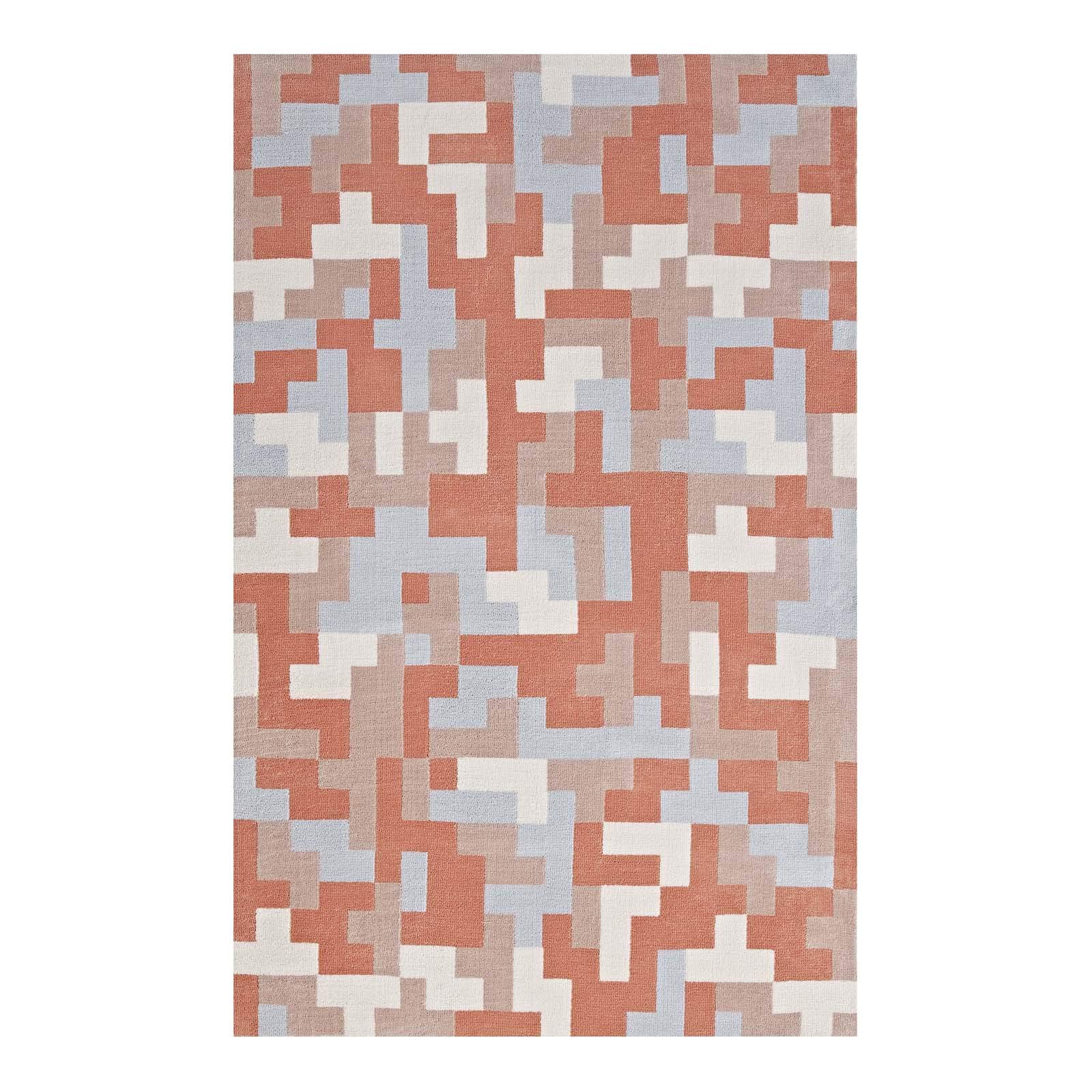 Modern Contemporary Urban Living Room Rug - Soft Fabric Area Carpet Runner in Multi-Orange - Perfect for Lounge, Bedroom & Home Decor