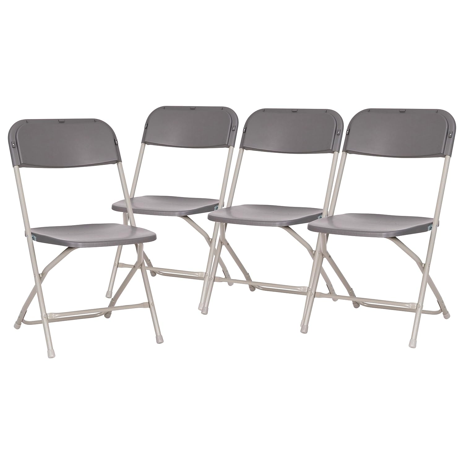 Flash Furniture Hercules Big and Tall Commercial Folding Chair - Extra Wide 650LB Capacity Durable Plastic Gray 4-Pack - Heavy Duty Stackable Chairs for Office, Conference, Events, and Outdoor Use