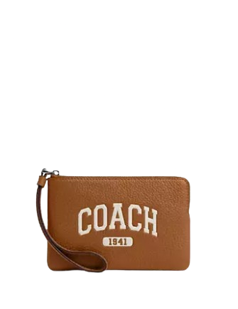 Coach Corner Zip Wristlet Crossbody Bag with Varsity Stripes - Stylish Wristlet Purse for Women, Perfect for Parties, Shopping & Everyday Use