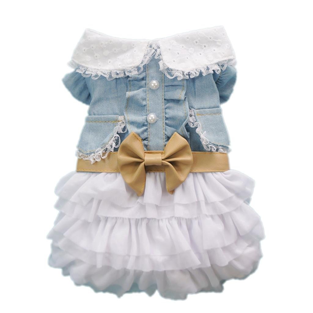 Petparty® Fairy Denim Dog Dress - Cute & Cozy Pet Shirt for Small Dogs, Puppy Clothes with Adjustable Straps - Perfect for Parties, Photo Shoots & Daily Walks