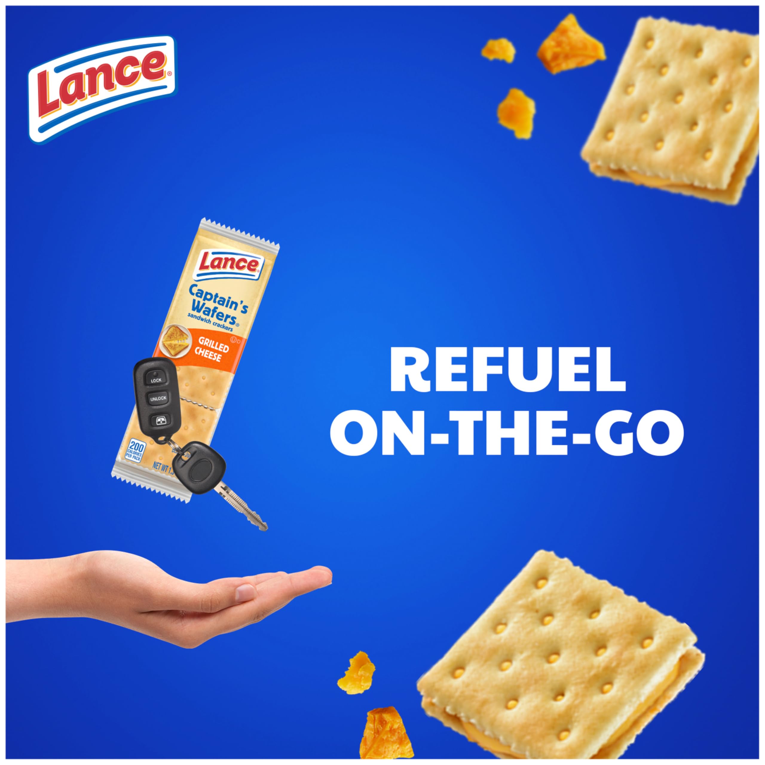 Lance Sandwich Crackers - Captain's Wafer Grilled Cheese Flavor (10 Packs, 6 Sandwiches Each) | Crunchy Snack for Lunch Boxes, Road Trips & Office Breaks