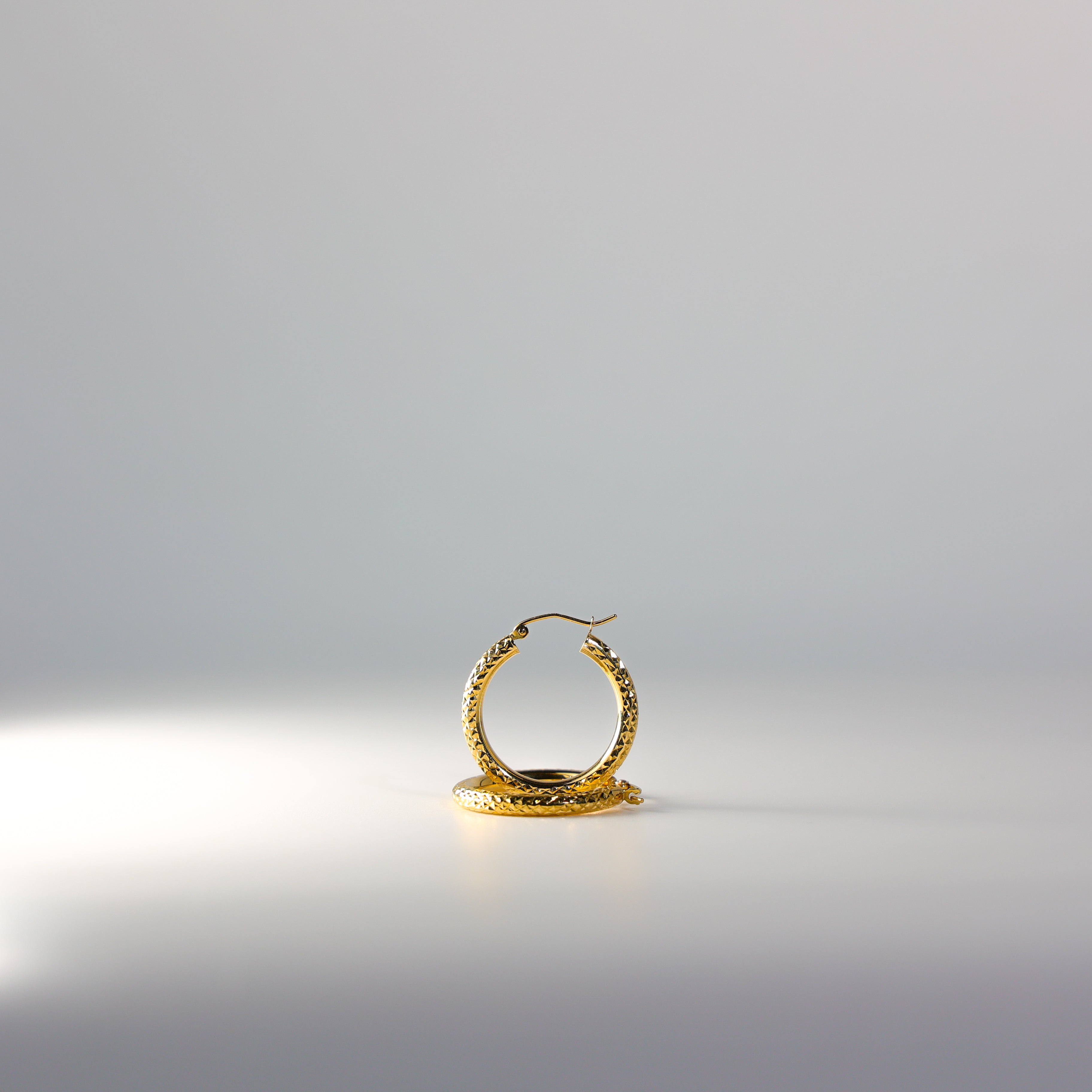 Gold Diamond Cut Huggie Hoop Earrings 25mm Wide - Model 79 | Elegant Everyday Jewelry for Women, Perfect for Work, Date Night & Special Occasions