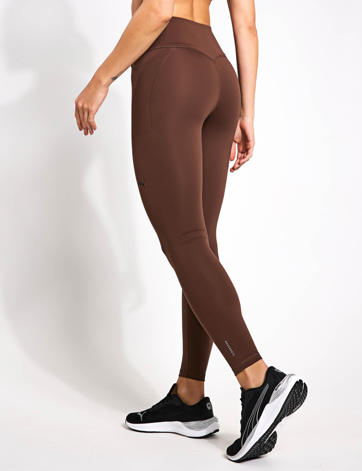 Cloudspun High Waisted Full Length Tights for Women - Soft Comfortable Yoga Pants in Espresso Brown - Perfect for Workouts, Lounge & Everyday Wear