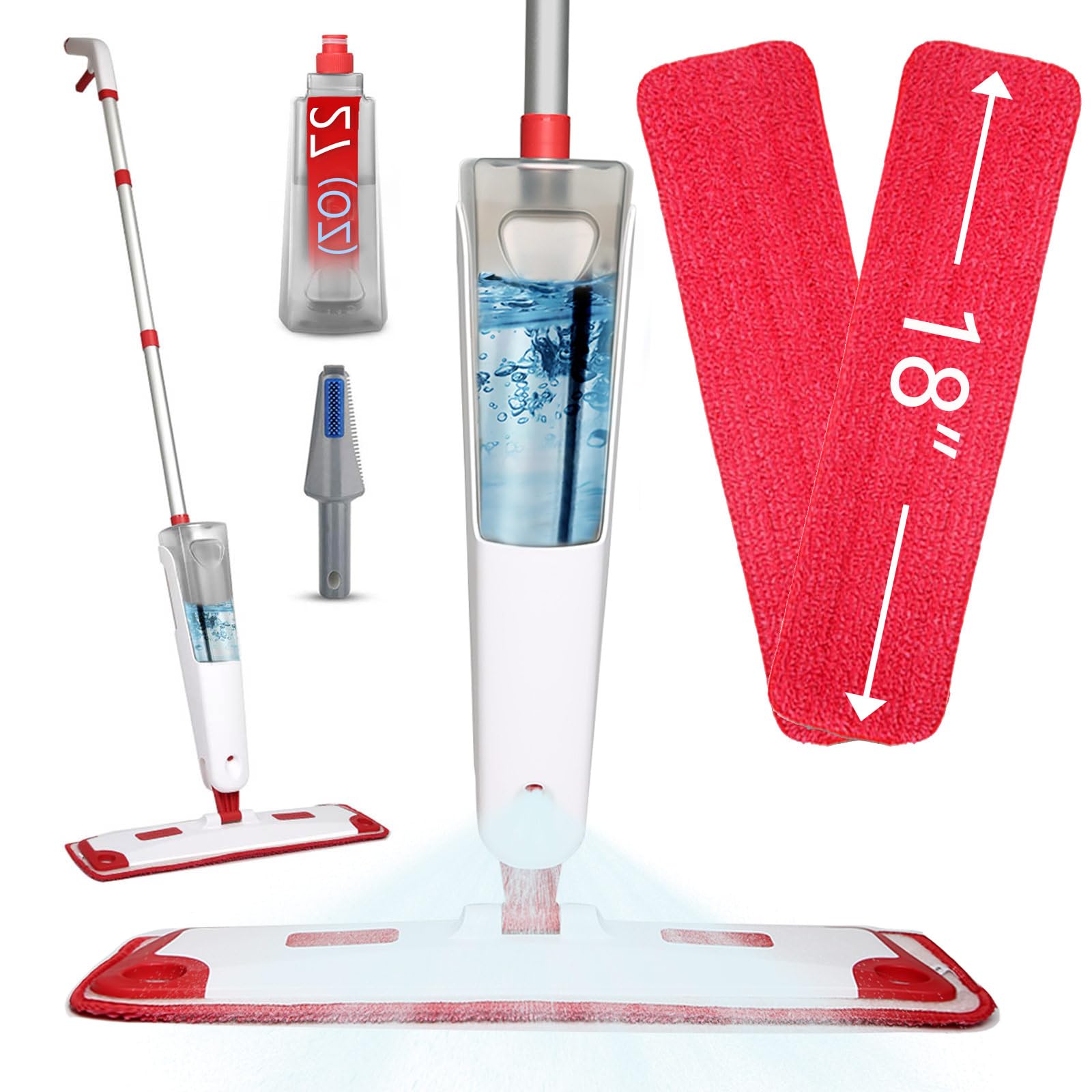 18 Inch Microfiber Mop for Hardwood Floors - Washable & Reusable Floor Cleaning Pad - Perfect for Kitchen, Bathroom & Tile Floors