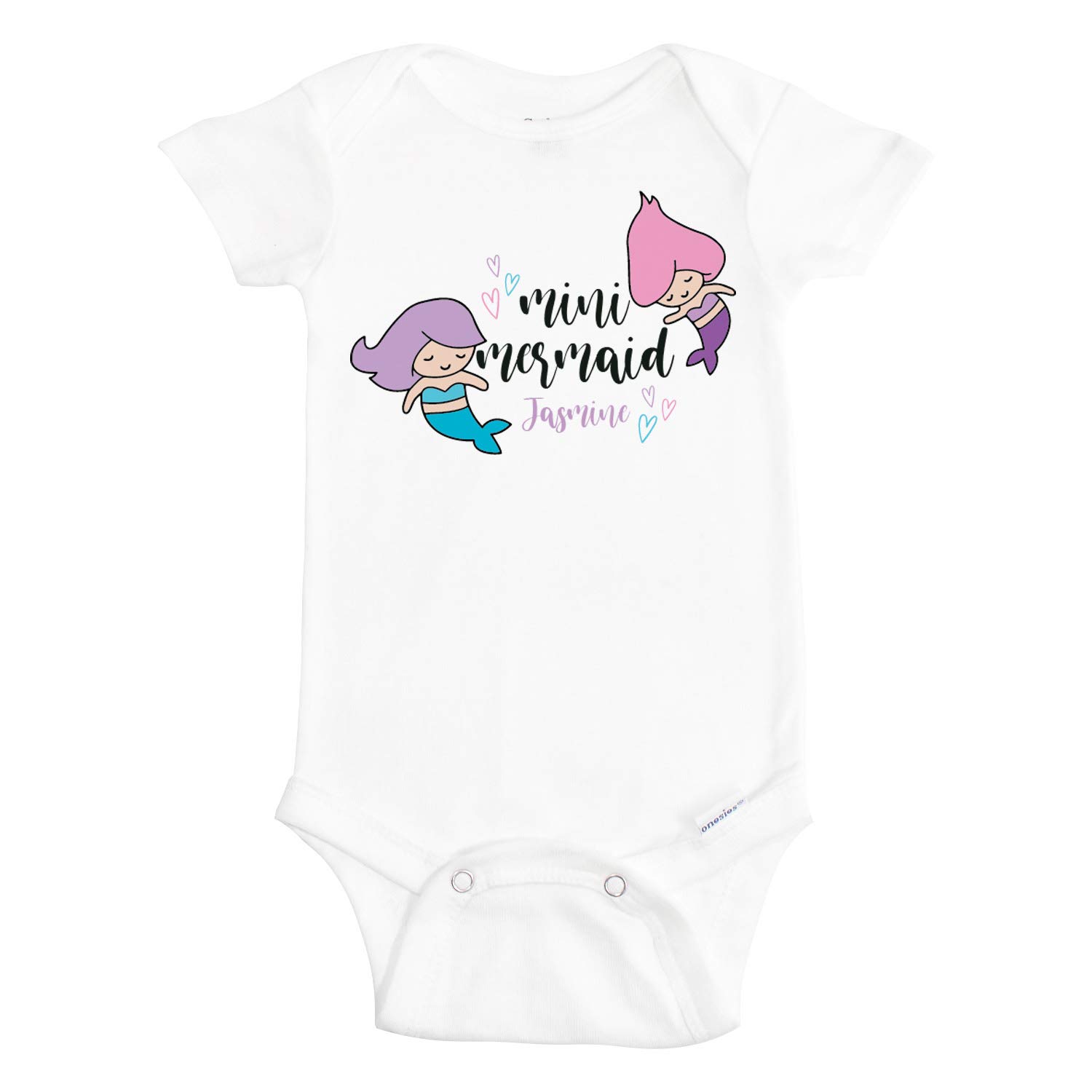 Personalized Mermaid Baby Onesie for Girls - 100% Cotton Soft Bodysuit - Cute Mini Mermaid Outfit for Newborns & Infants - Perfect for Baby Showers, Photoshoots & Playtime