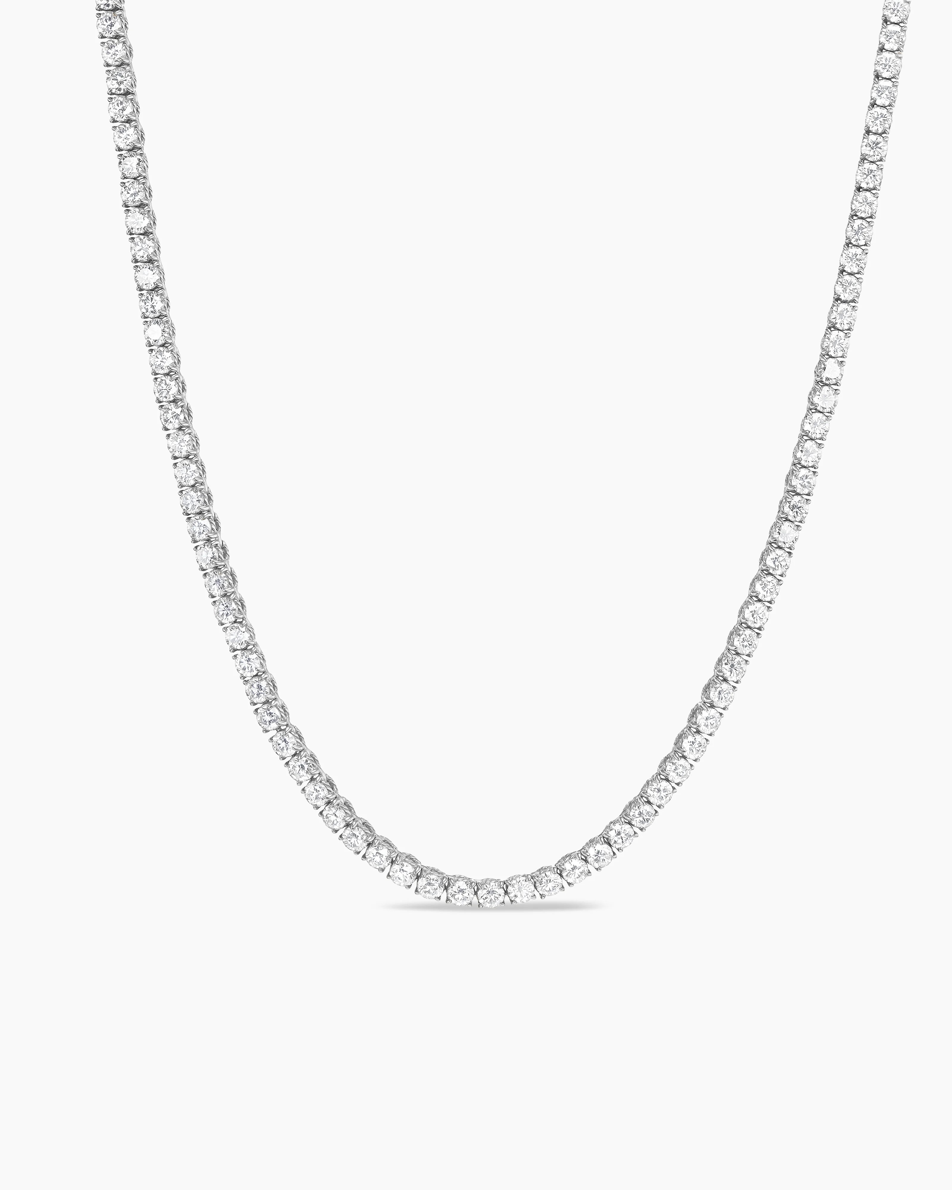 14K White Gold Plated Tennis Necklace Chain - 3mm Width, 18-24 Inch Adjustable Length - Perfect for Weddings, Parties & Everyday Elegance