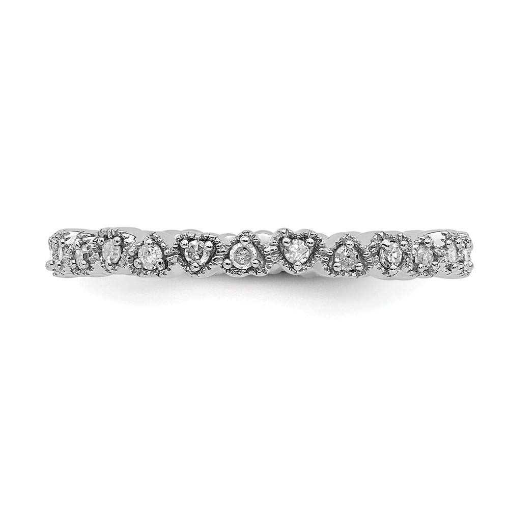 925 Sterling Silver Stackable Diamond Heart Ring - 0.28cttw Eternity Band for Women | Romantic Gift for Anniversary, Valentine's Day & Everyday Wear