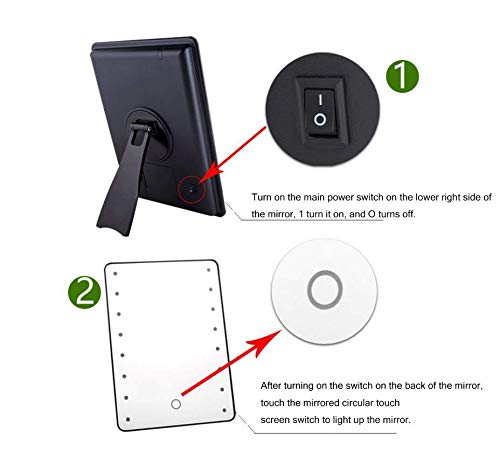 10X Magnifying LED Lighted Makeup Mirror with 22 Touch-Sensitive Lights, Dual Power Supply - Portable Vanity Mirror for Professional & Home Use - Perfect for Makeup Application, Skincare & Hair Styling (Black)