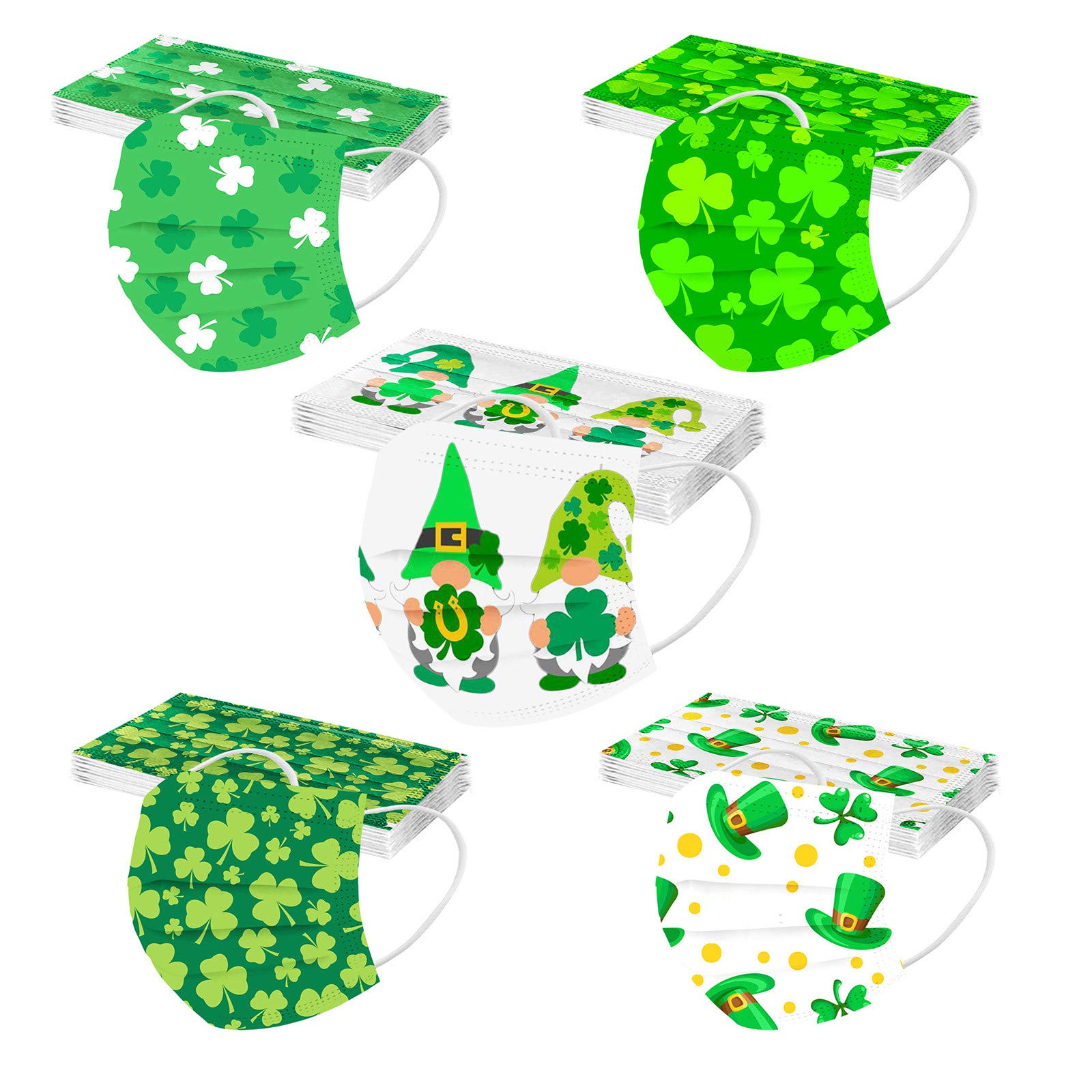 50PC St. Patrick's Day Disposable Face Masks for Adults - 3-Ply Breathable Protective Masks for Holiday Parties, Parades & Festivals - Shamrock Green Face Coverings for St. Paddy's Day Celebrations