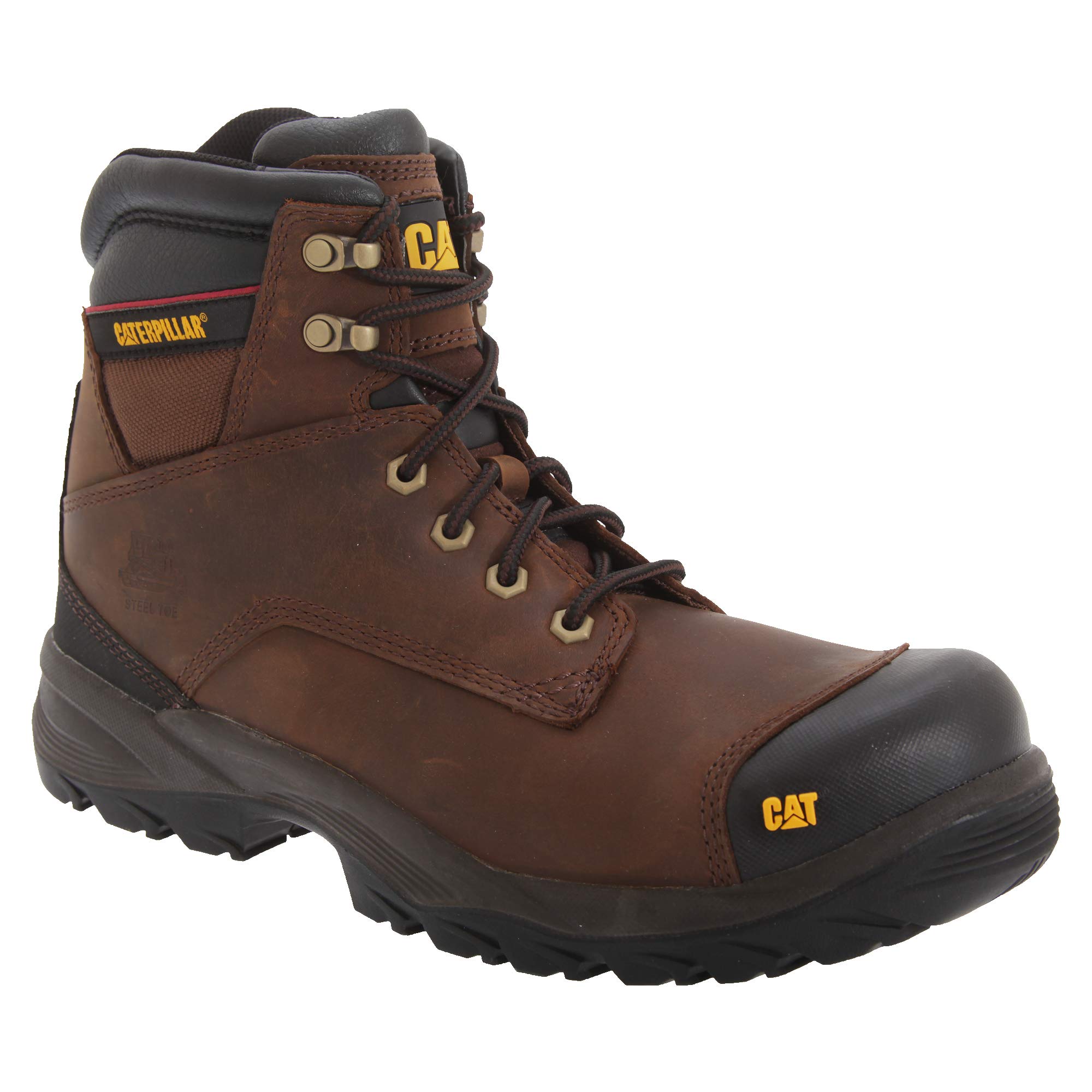 CATERPILLAR Men's Spiro Work Boots - Size 12 UK (Honey Brown) - Durable Safety Footwear for Construction, Hiking & Outdoor Work
