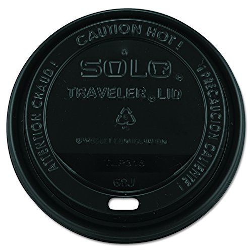 Solo TLB316-0004 Black Plastic Travel Lid for Hot Paper Cups - 1000 Count Bulk Pack - Perfect for Coffee Shops, Restaurants & Office Break Rooms