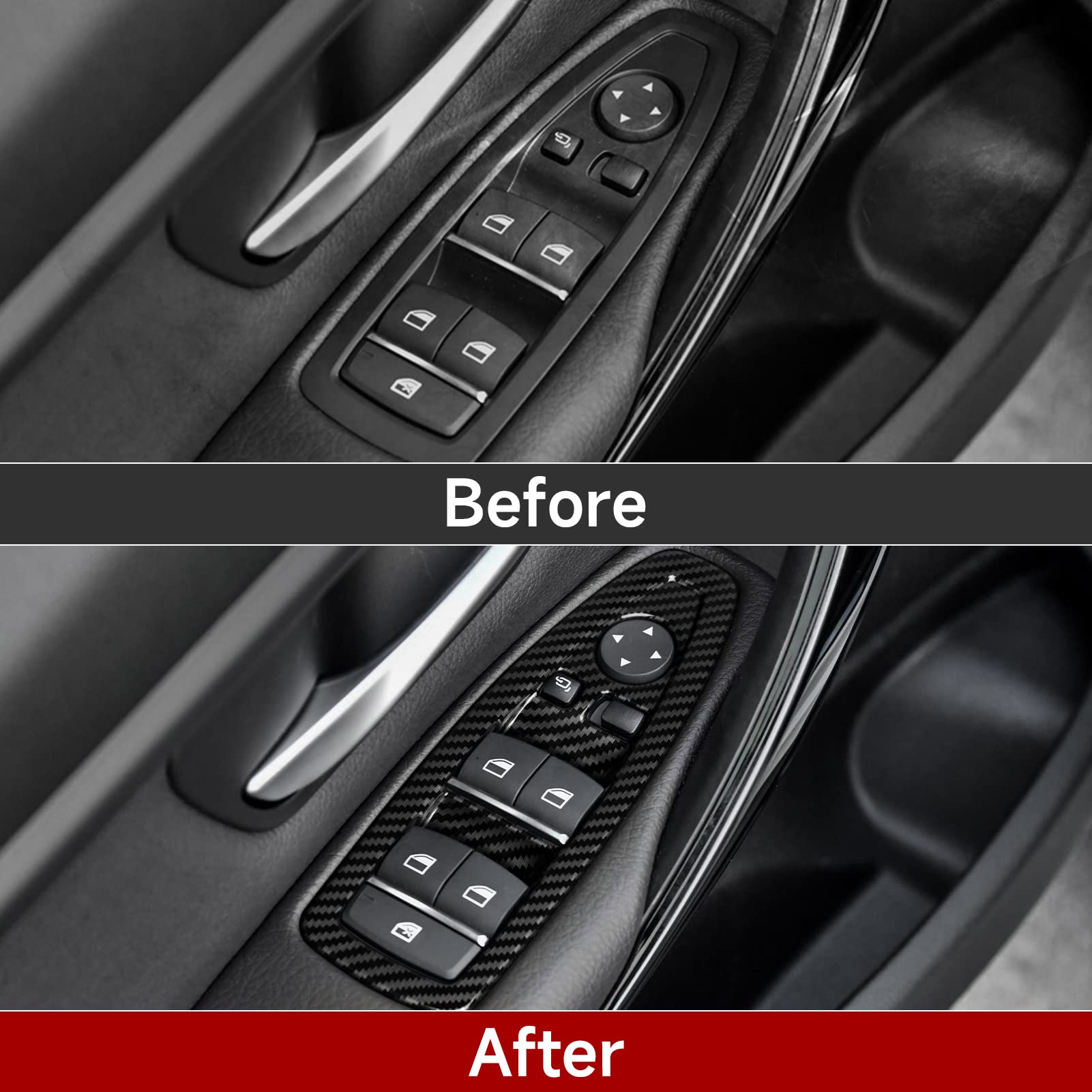 Carbon Fiber ABS Car Window Switch Cover Trim Decal - Compatible with BMW 3 Series F30 F34 3GT Models | Interior Accessories Upgrade | Perfect for Car Enthusiasts & DIY Projects