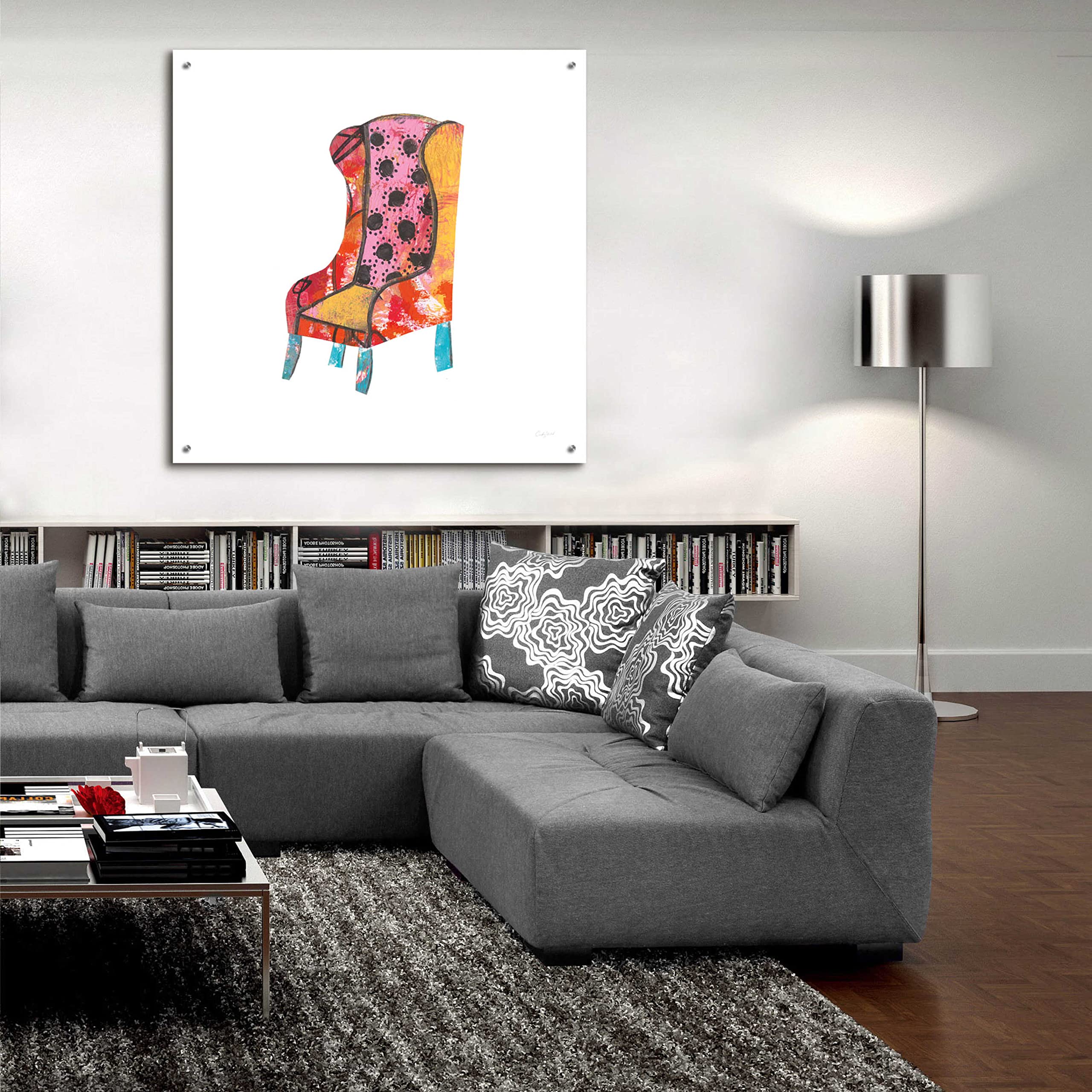 Courtney Prahl Mod Chairs IV Acrylic Glass Wall Art - 36x36 Inch Modern Abstract Painting for Living Room, Bedroom & Office Decor