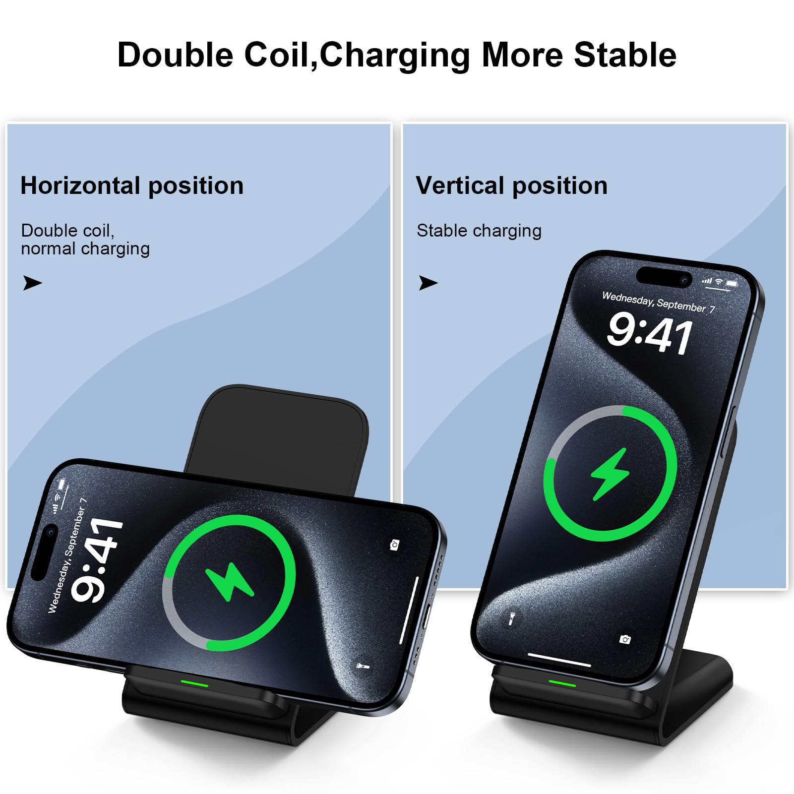 Samsung Wireless Charger Stand - Fast Charging Pad for Samsung Galaxy S24 Ultra/S24+/S24/S23 FE/S22/S21/S20/S10/S9/S8 & iPhone 15 Pro Max/15 Plus/14 - Desktop Charging Station with Adapter | Perfect for Home, Office & Nightstand Use