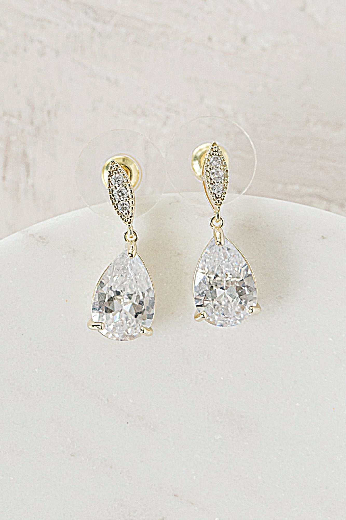 CAMILLE Simulated Diamond Drop Earrings and Necklace Set - Elegant Cubic Zirconia Jewelry for Women - Perfect for Weddings, Parties & Special Occasions