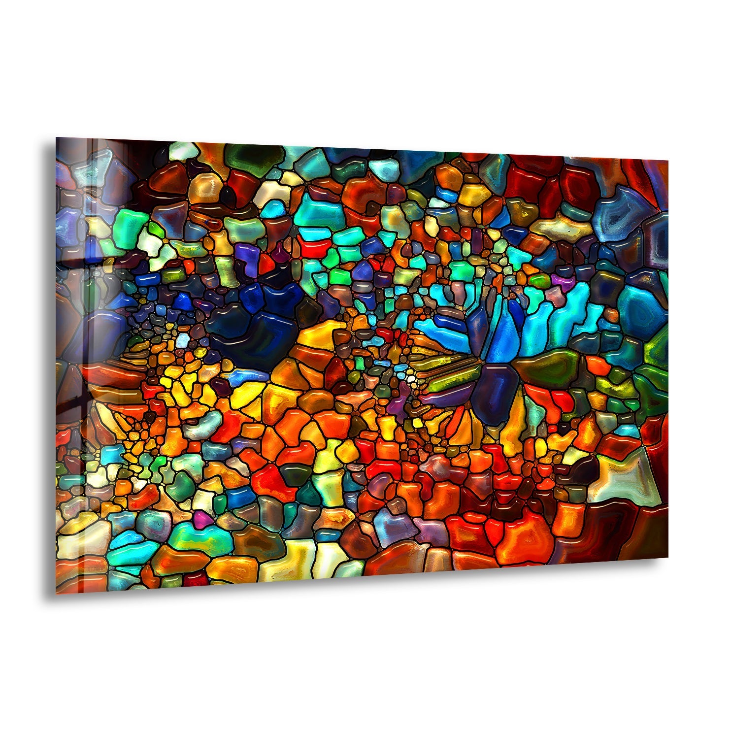 Vibrant Mosaic Stained Glass Wall Art - Handcrafted Decorative Panel for Living Room, Bedroom & Office Decor - Perfect Gift for Home Interior Design