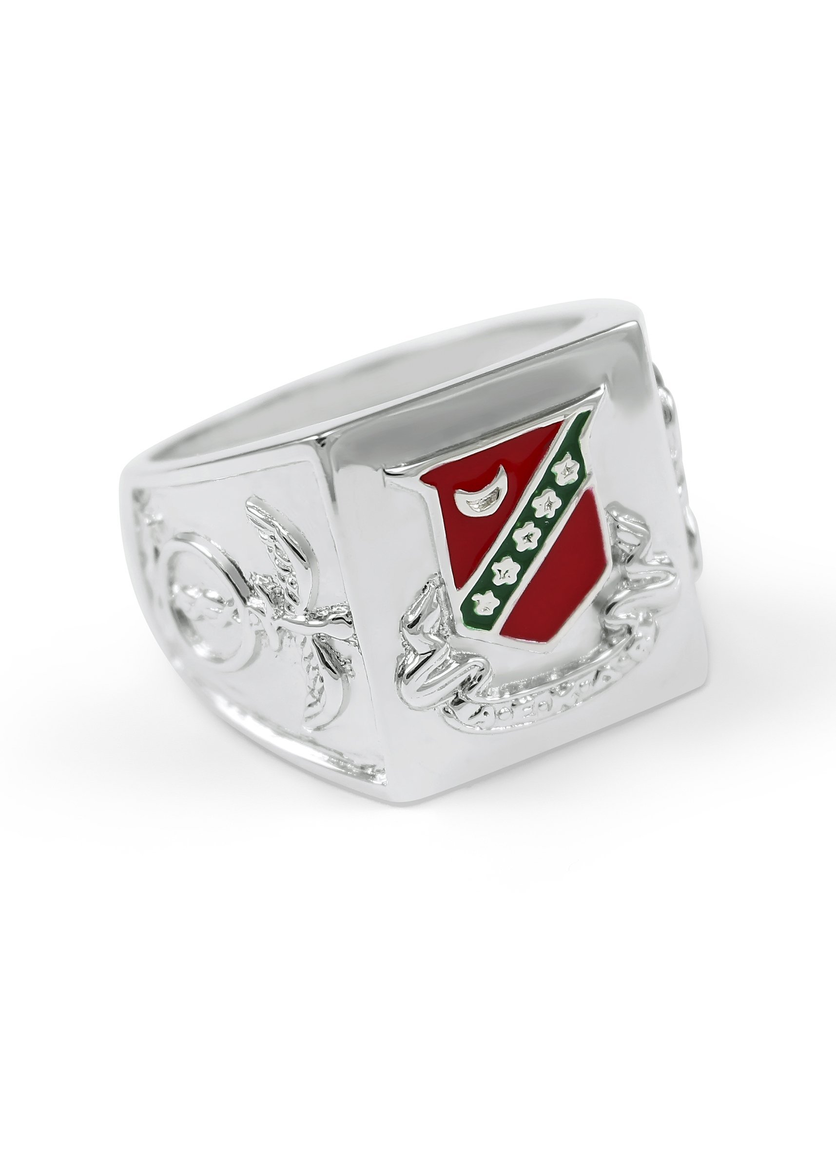 Kappa Sigma Fraternity Sterling Silver Ring with Raised Crest & Red Enamel - Perfect for Greek Life, Brotherhood Gifts & College Events