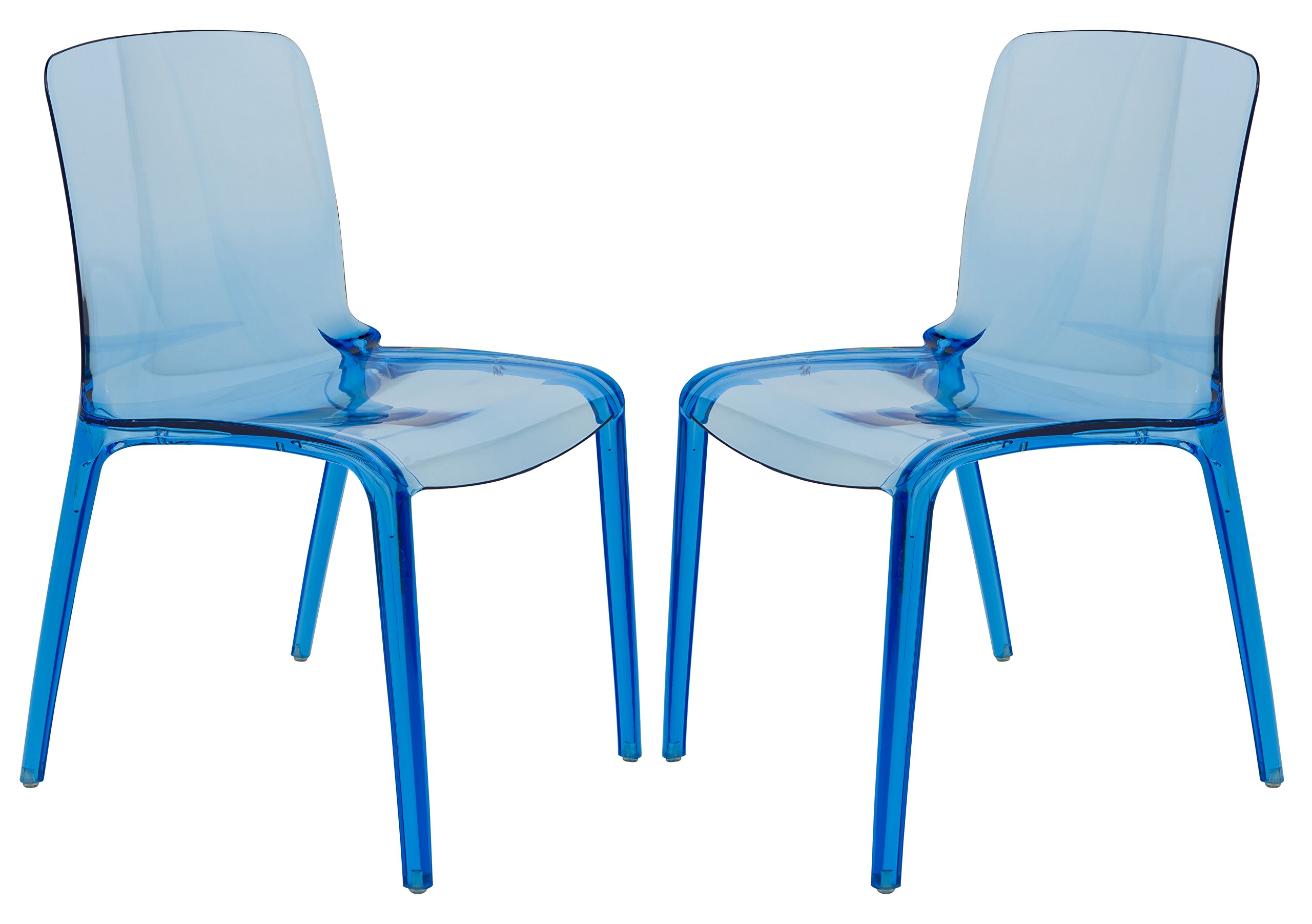 LeisureMod Adler Mid-Century Modern Dining Chairs Set of 2 - Transparent Blue Acrylic Contemporary Design for Kitchen, Dining Room & Home Decor | Perfect for Modern Living Spaces, Restaurant Settings & Stylish Entertaining Areas