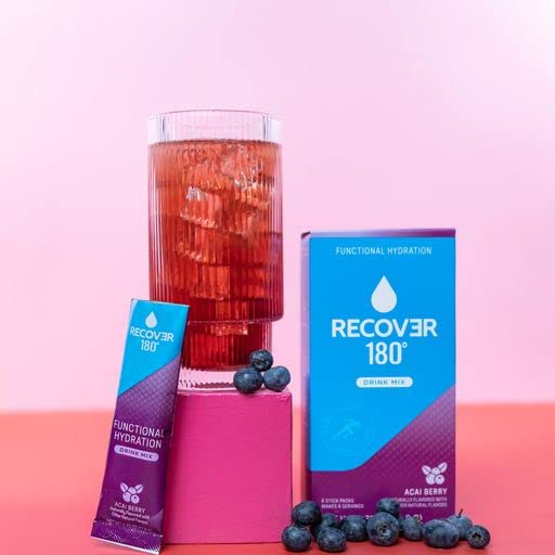 Recover 180 Rapid Hydration Powder Packets - Acai Berry Flavor | Electrolyte Replenishment for Athletes & Active Lifestyles | Perfect for Post-Workout, Travel & Outdoor Adventures