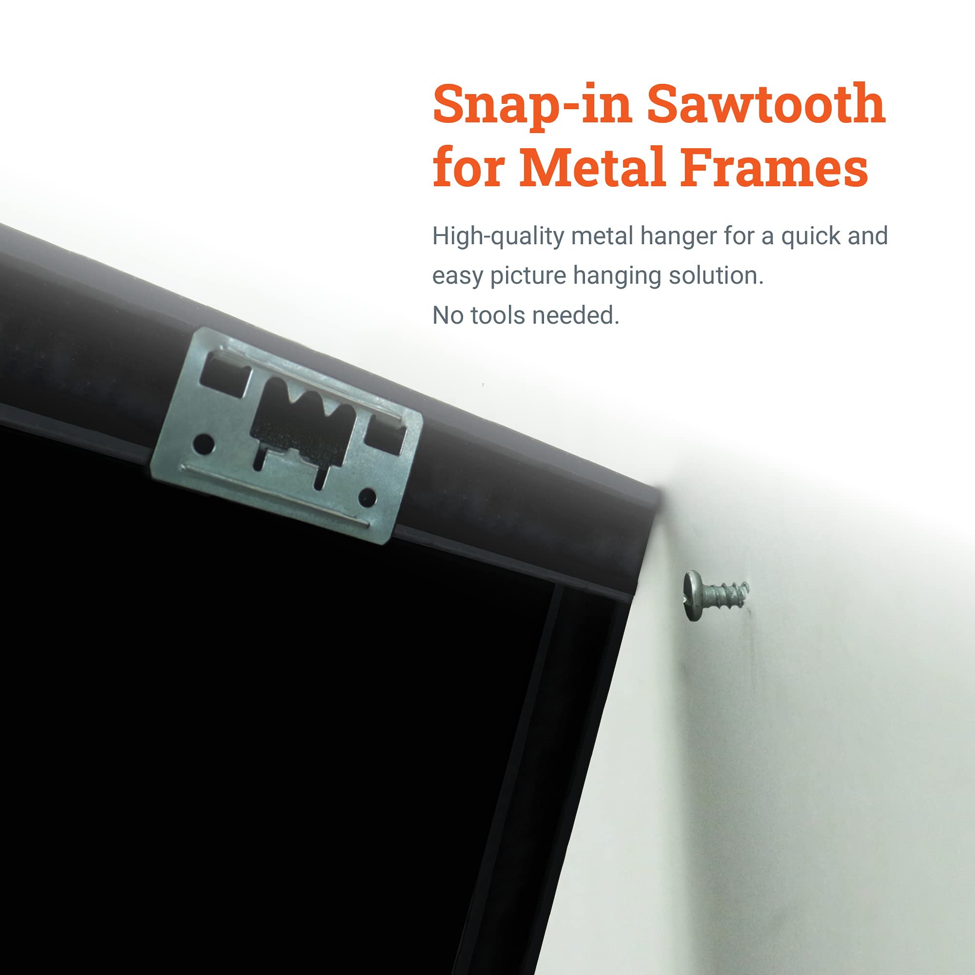 100 Pack Snap-in Metal Frame Picture Hangers - No Nail Wall Hanging Clips for Light Duty Frames | Perfect for Home Decor, Photo Displays & Art Gallery Hanging