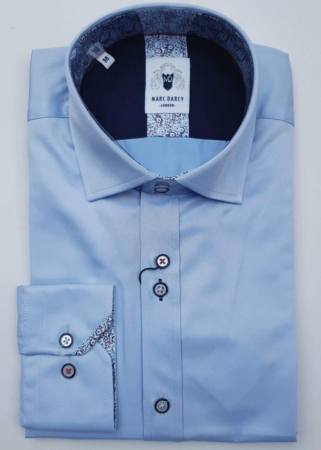 Marc Darcy Alfie Sky Blue Long Sleeve Casual Shirt for Men - Perfect for Office, Date Night & Formal Occasions