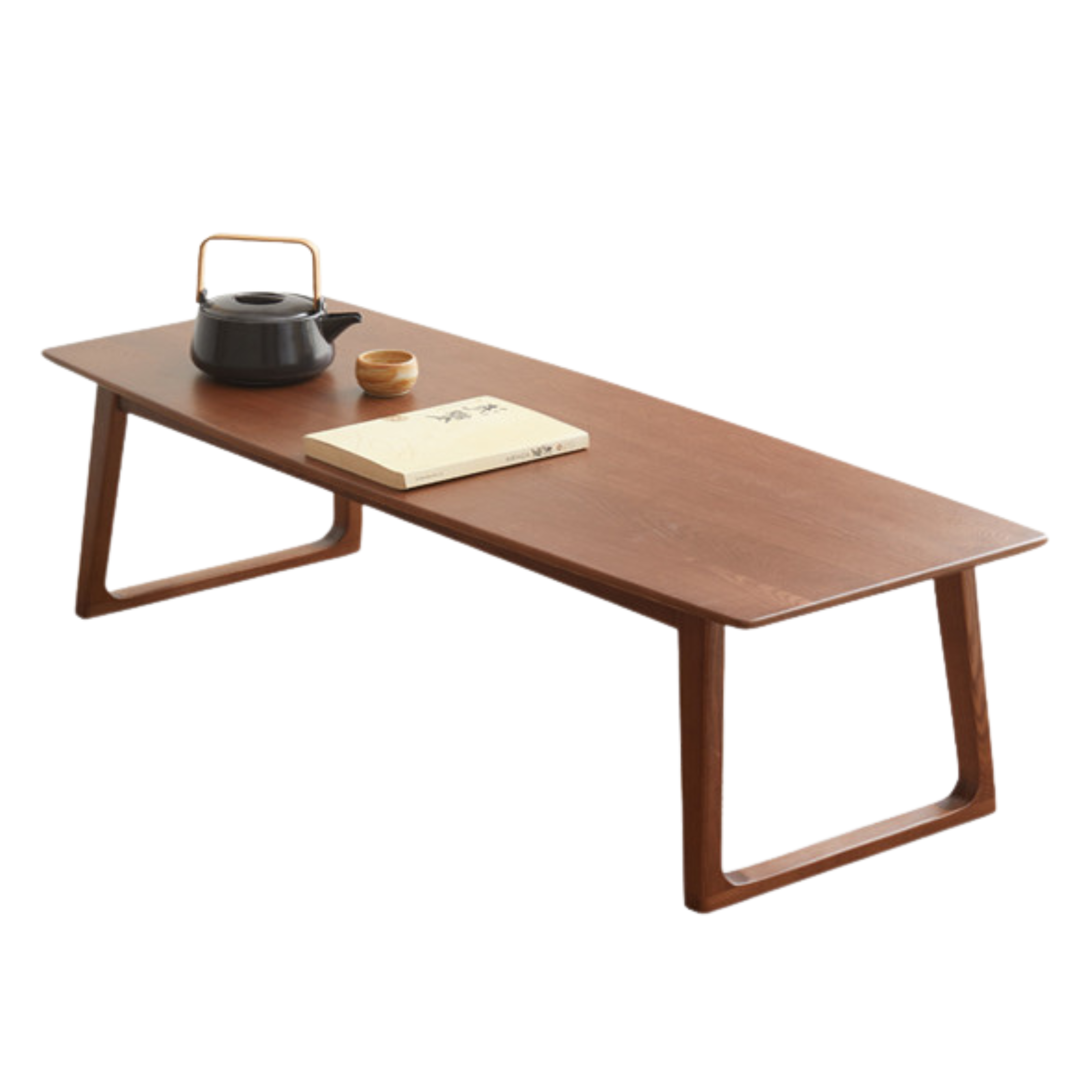 Solid Black Walnut & Ash Wood Low Coffee Table - Modern Minimalist Small Side Table for Living Room, Bedroom, or Office